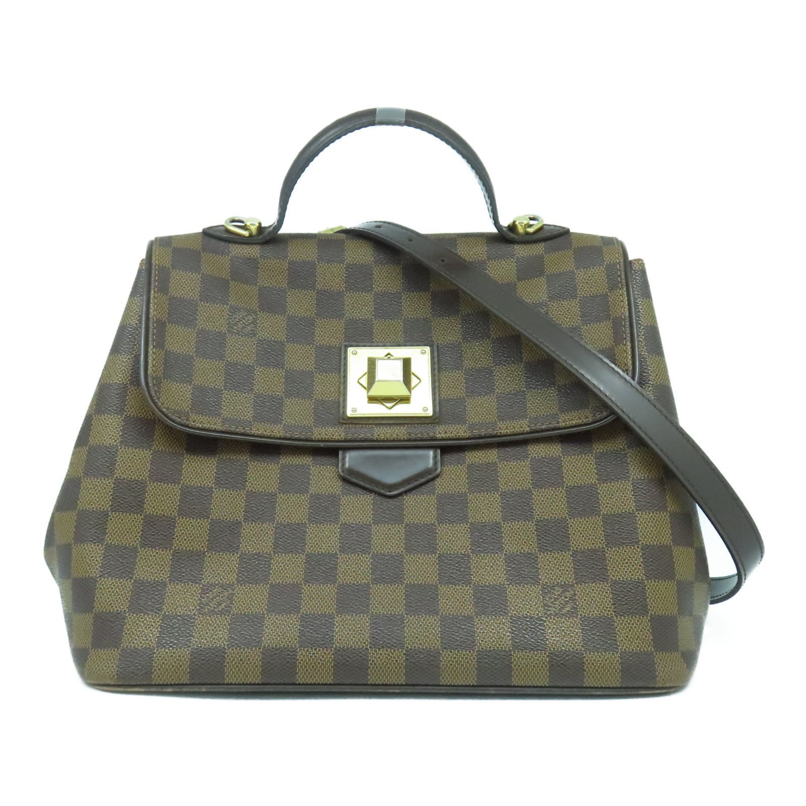 LOUIS VUITTON 【激減優惠】Damier Ebene Bergamo GM金扣手挽肩背兩用袋啡色
