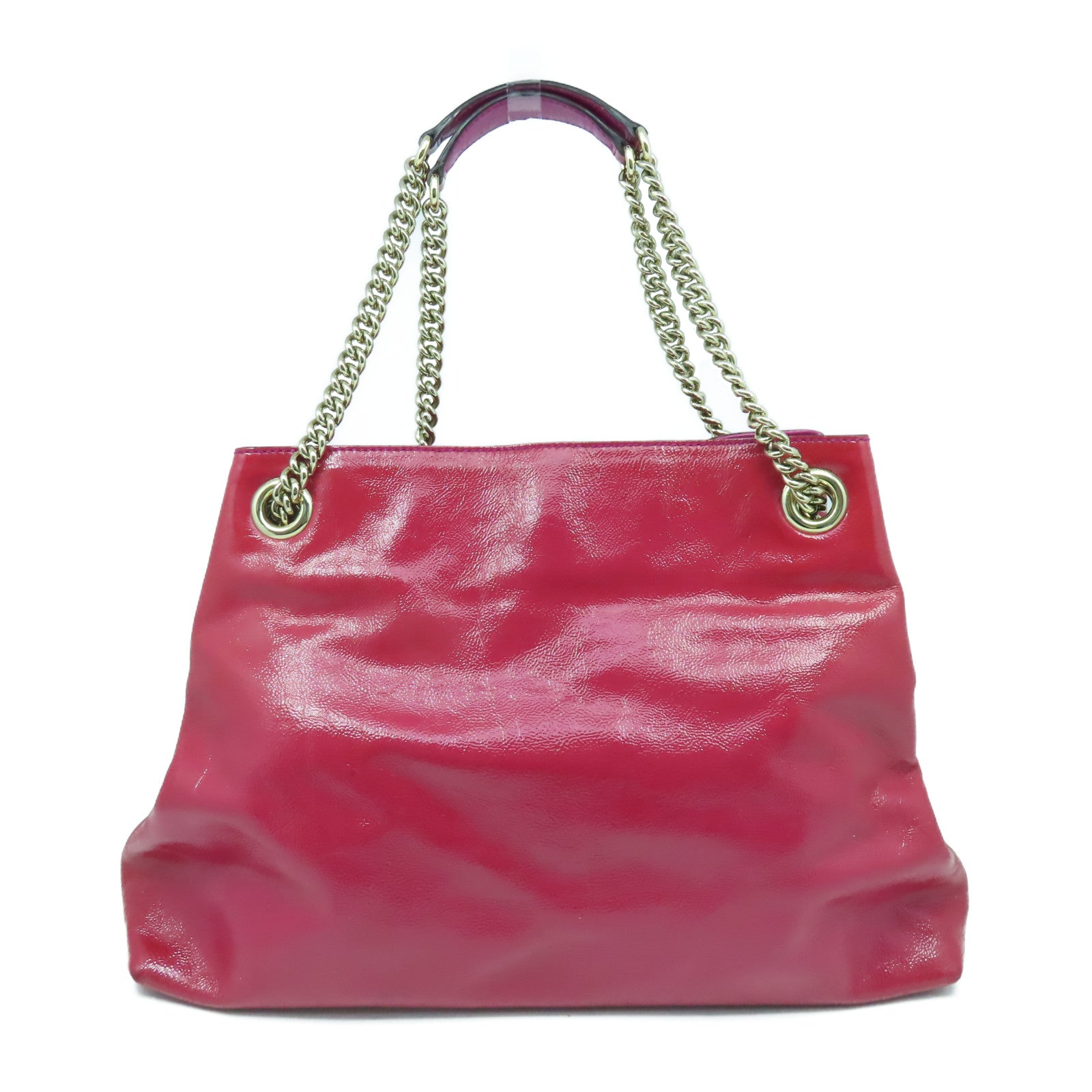 GUCCI 【激減優惠】漆皮皮革Shoulder Bag金扣肩背袋紅色/粉紅色