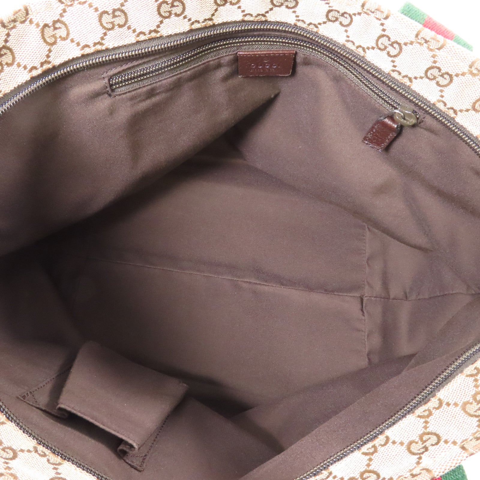 GUCCI 帆布Tote Bag銀扣手挽袋啡色