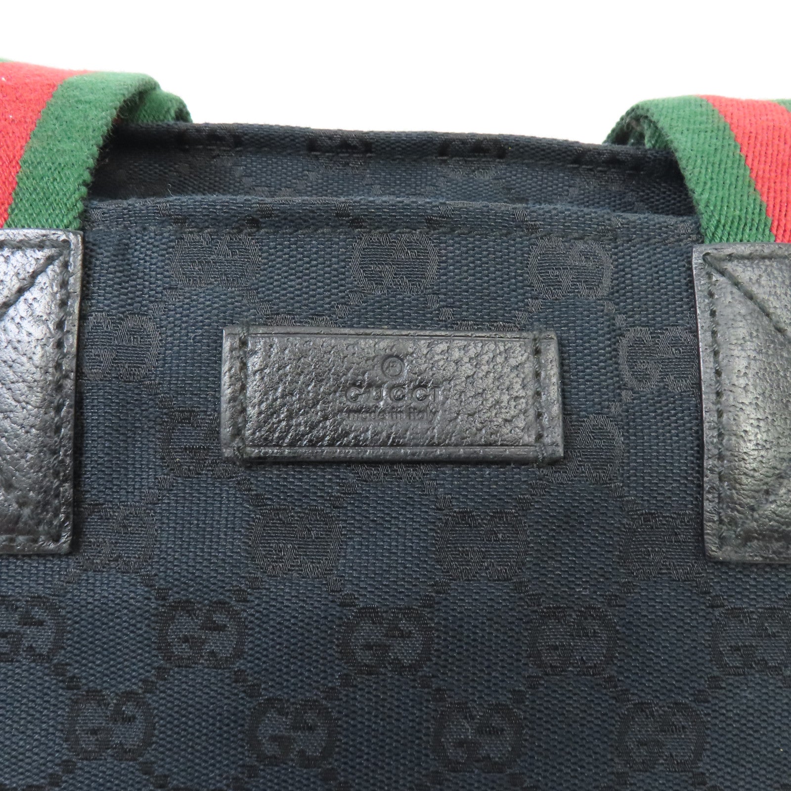 GUCCI 帆布Tote Bag銀扣手挽袋黑色