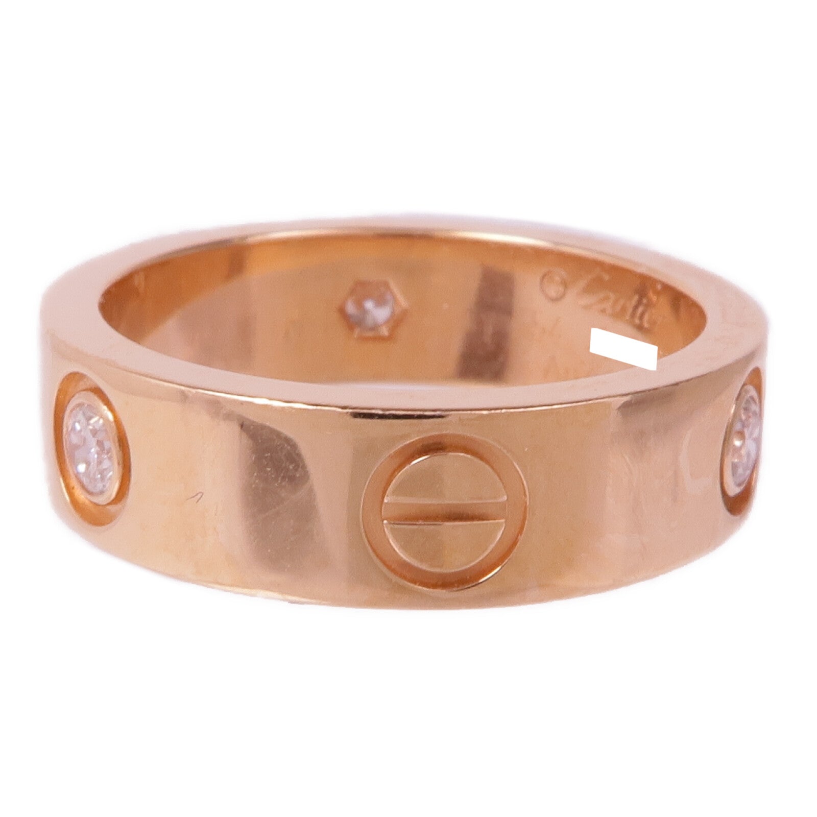 CARTIER 18K玫瑰金Love Ring 3 Diamonds鑽石戒指CARTIER#54/US#6.75