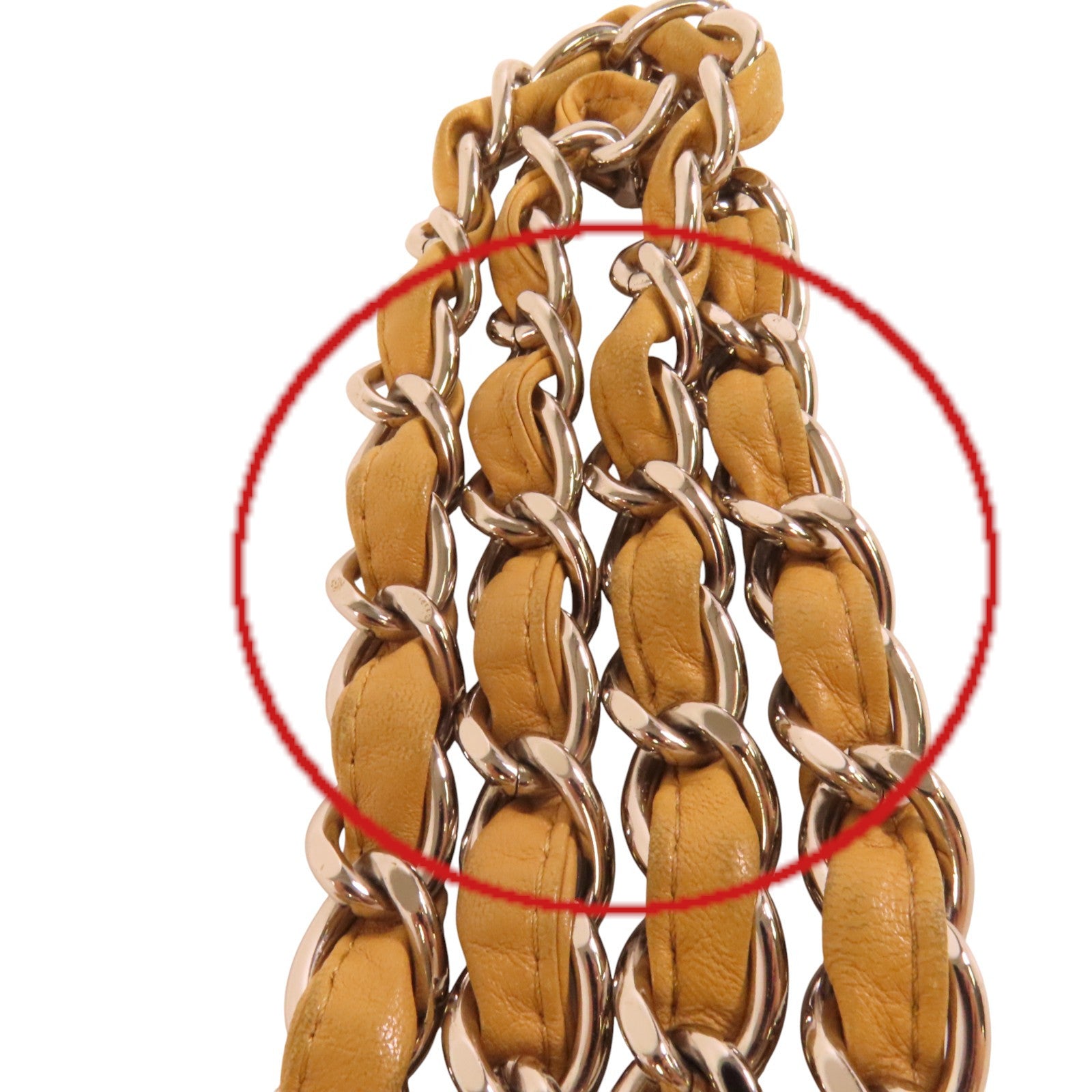 CHANEL 牛皮皮革Chain Shoulder銀扣鏈帶肩背袋