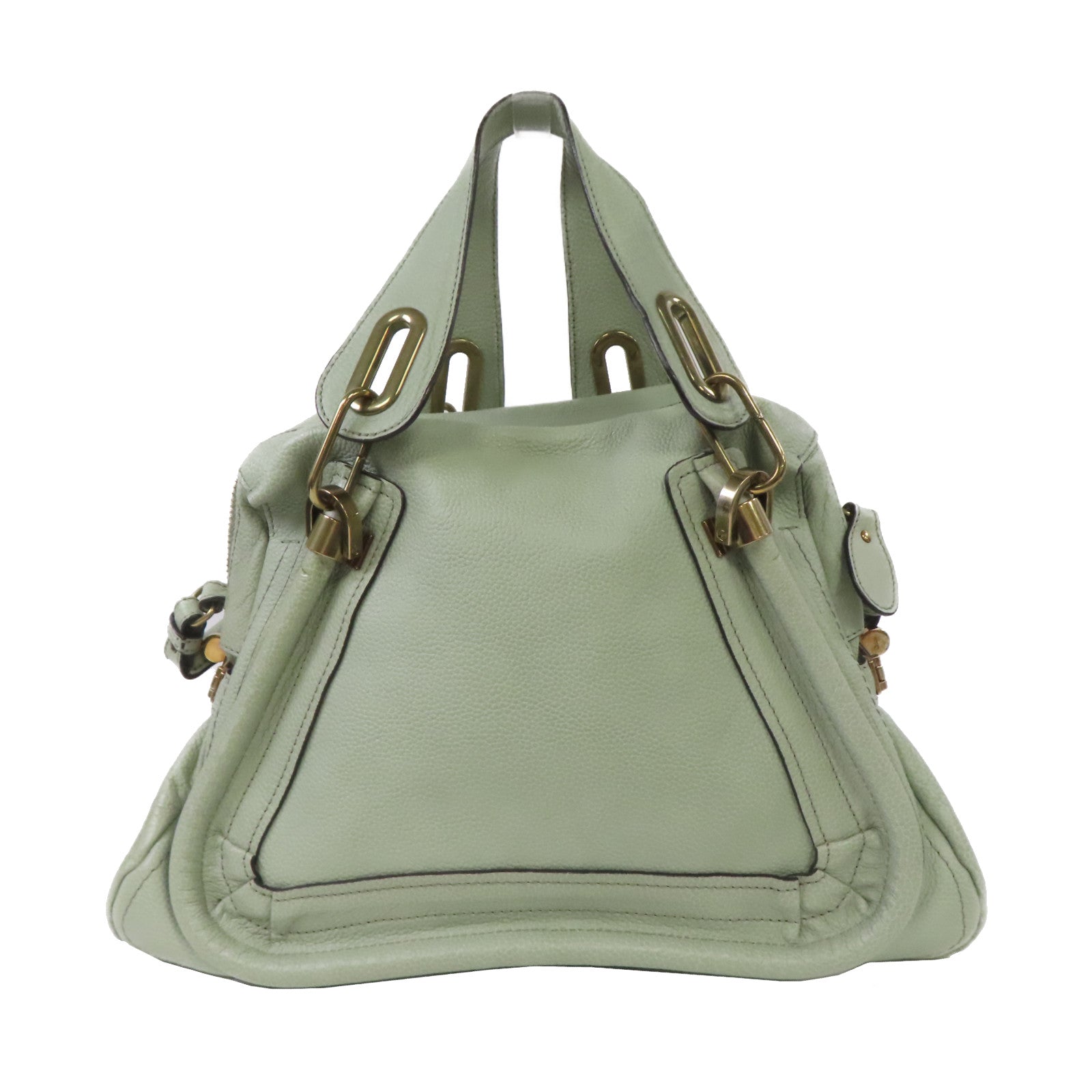 Chloe 牛皮皮革2 Way Shoulder金扣手挽肩背兩用袋綠色