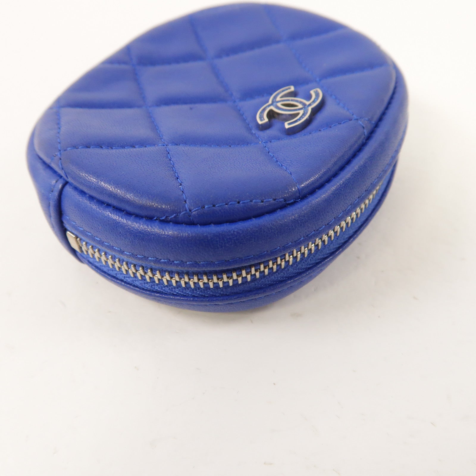 CHANEL 【激減優惠】菱格羊皮皮革Coin Case金扣零錢包藍色