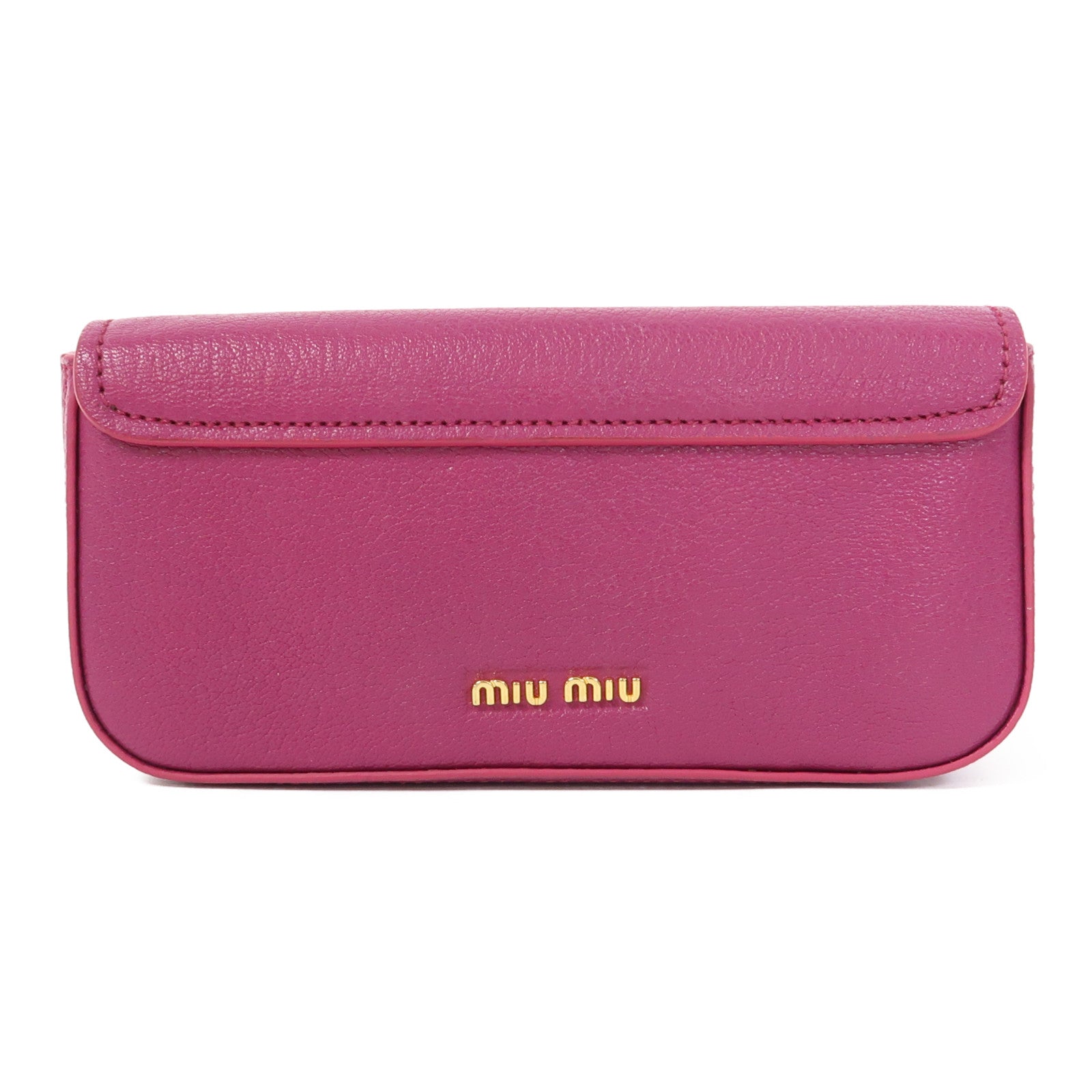 Miu Miu 牛皮皮革Clutch金扣手拿包紫紅色