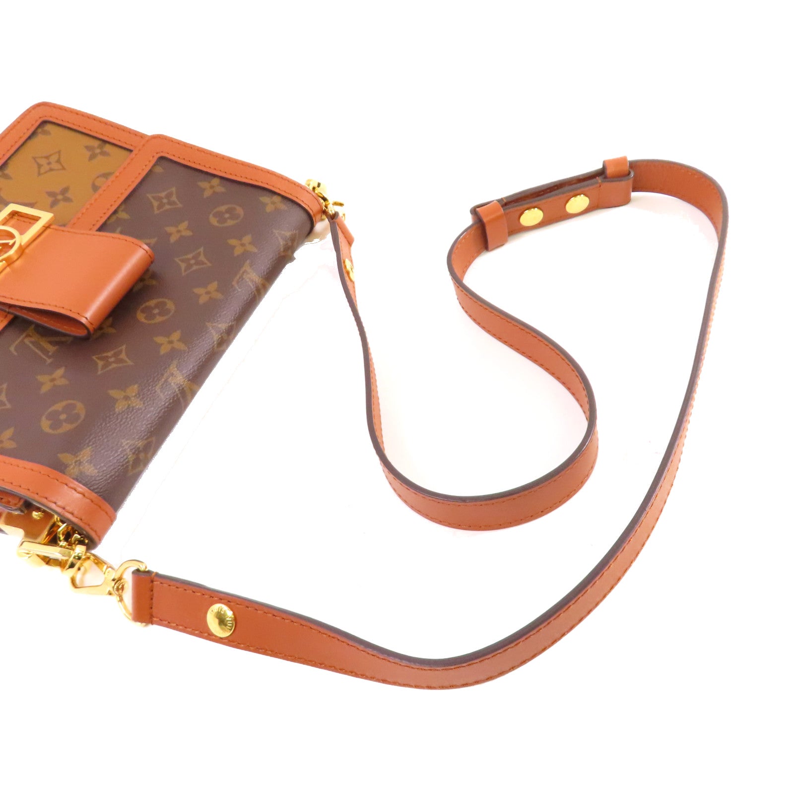 LOUIS VUITTON Monogram Reverse Dauphine MM 2Way Shoulder Bag金扣手挽肩背兩用袋啡色