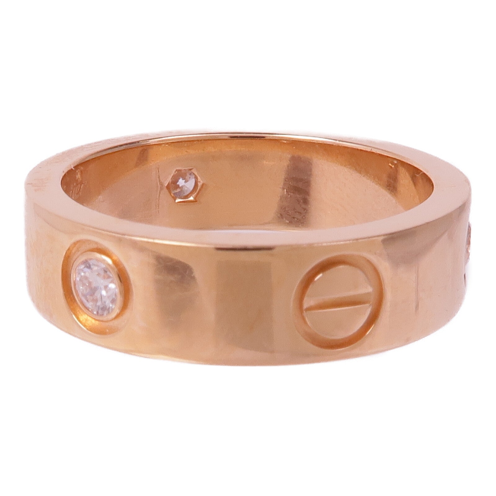 CARTIER 18K玫瑰金Love Ring 3 Diamonds鑽石戒指CARTIER#54/US#6.75