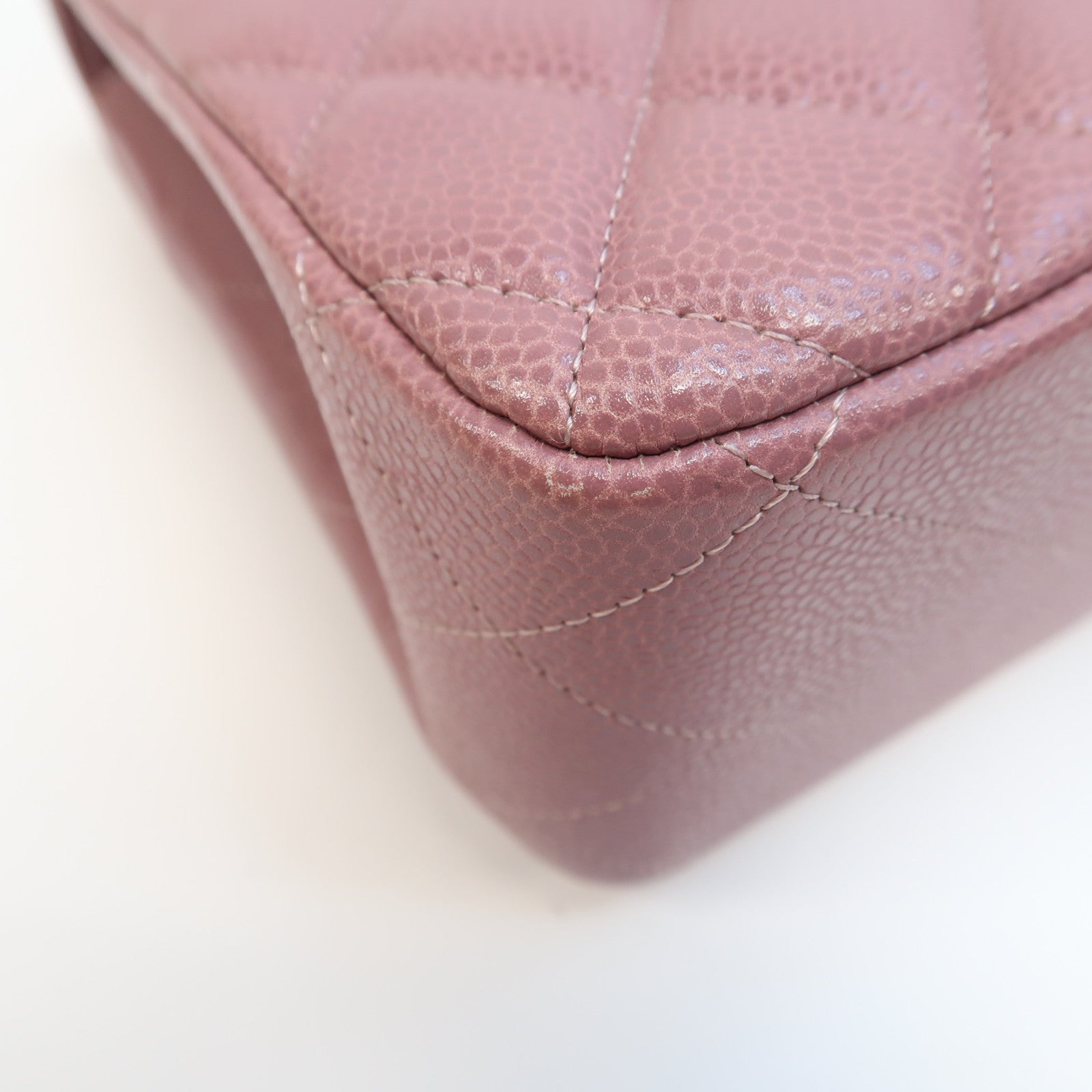 CHANEL 【激減優惠】菱格Caviar皮革Classic Double Flap Bag Jumbo銀扣鏈帶肩背袋紫色