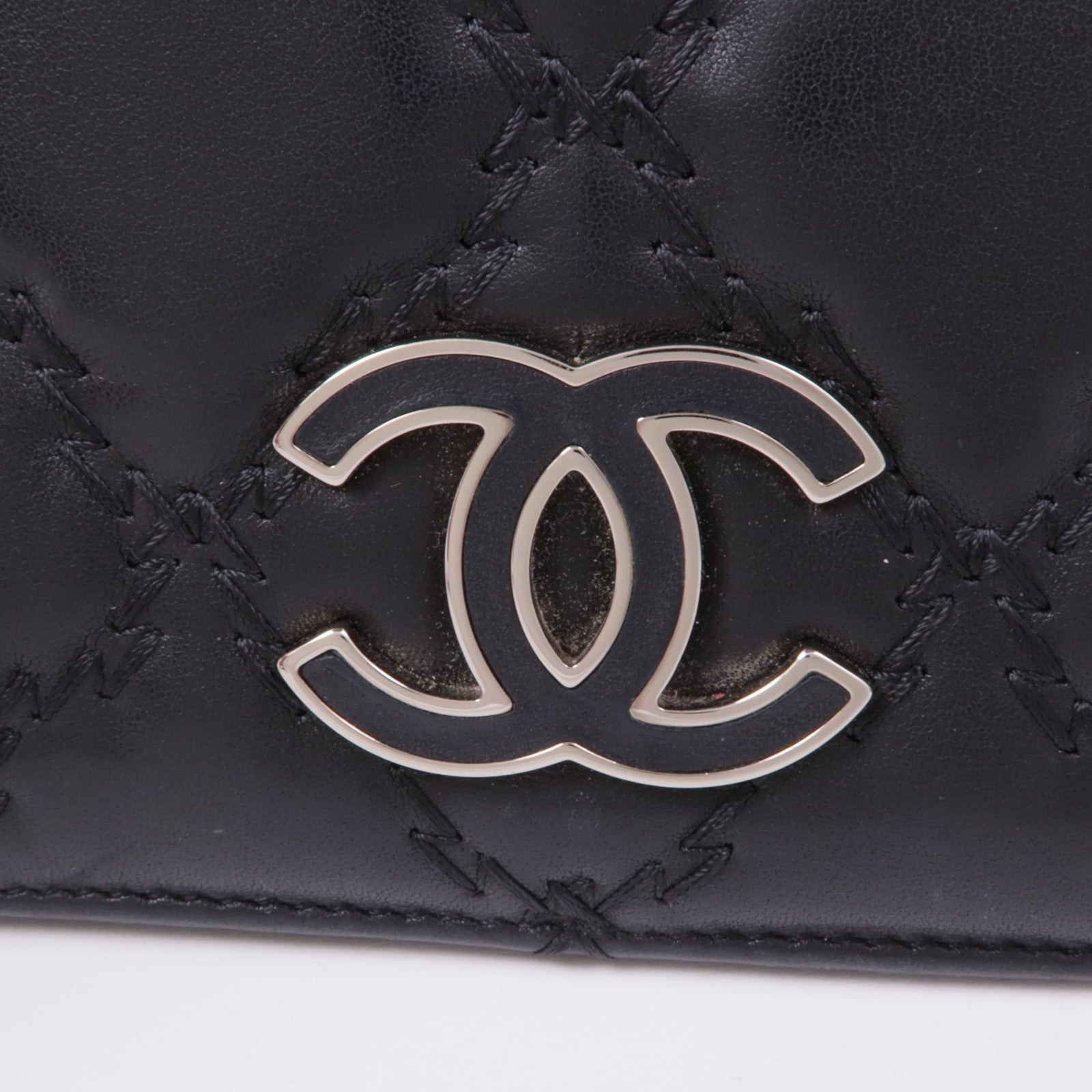 CHANEL 【激減優惠】羊皮皮革Long Wallet銀扣長錢包