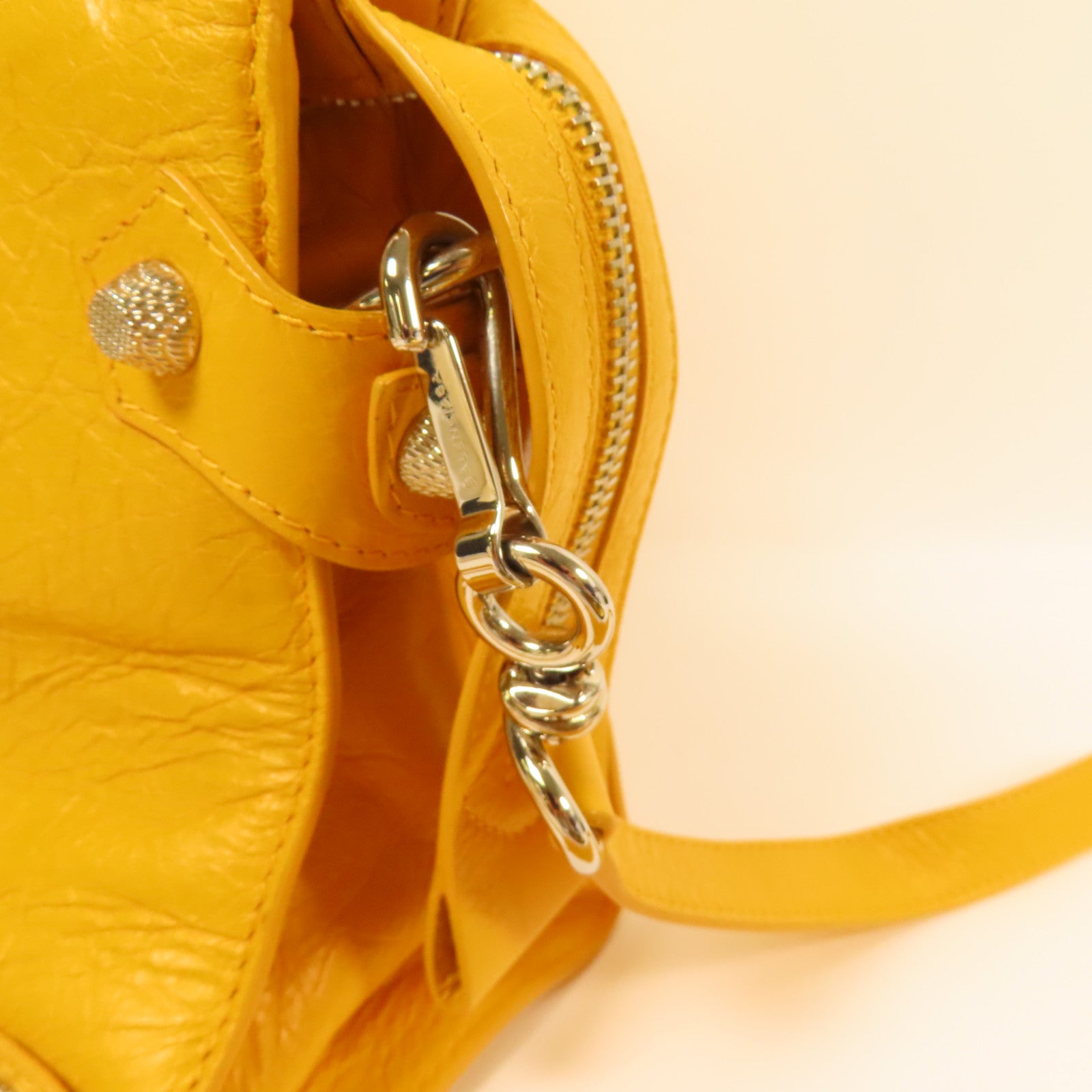 BALENCIAGA SHW Mute City 2Way Shoulder Hand Bag Calfskin Leather Yellow