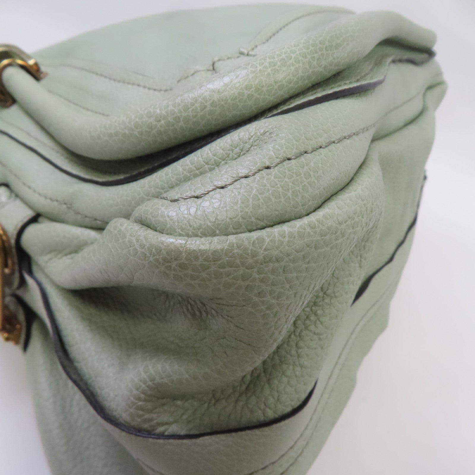 Chloe 牛皮皮革2 Way Shoulder金扣手挽肩背兩用袋綠色