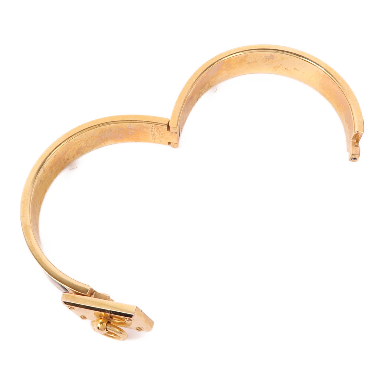 HERMES Clic Anneau Bracelet Metal Enamel Gold Black