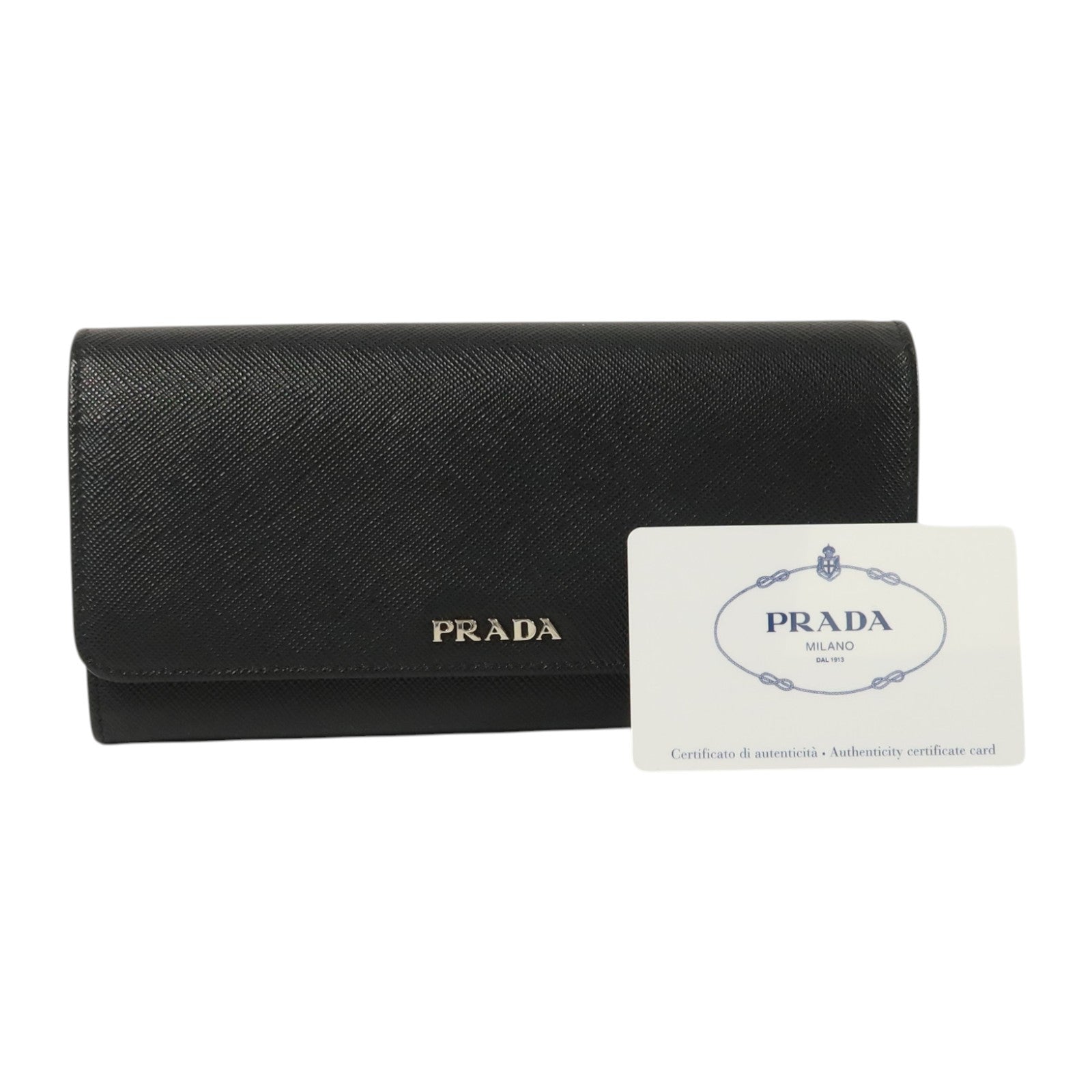 PRADA Saffiano皮革Long Wallet銀扣長錢包