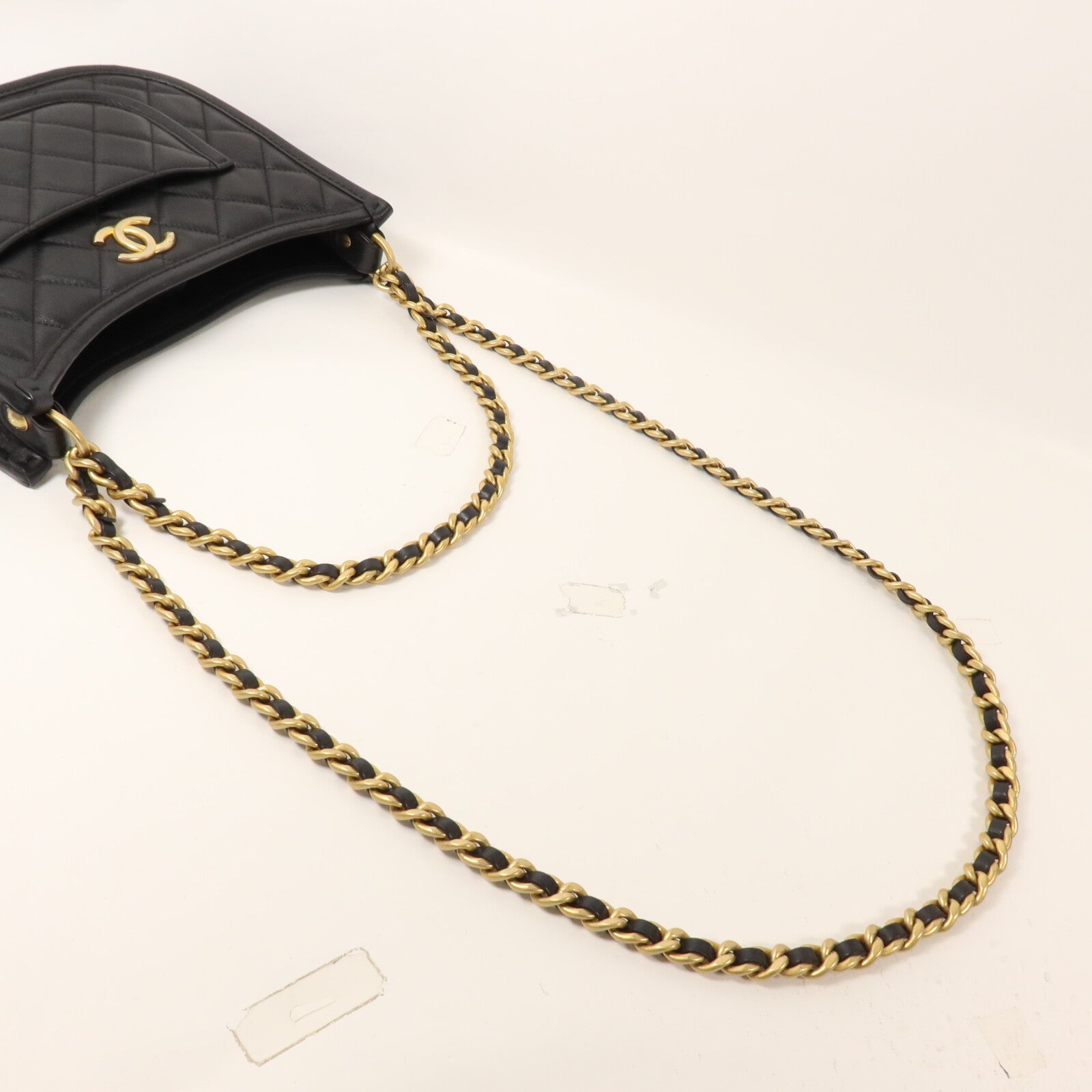 CHANEL 牛皮皮革Hobo鏈帶手挽肩背兩用袋