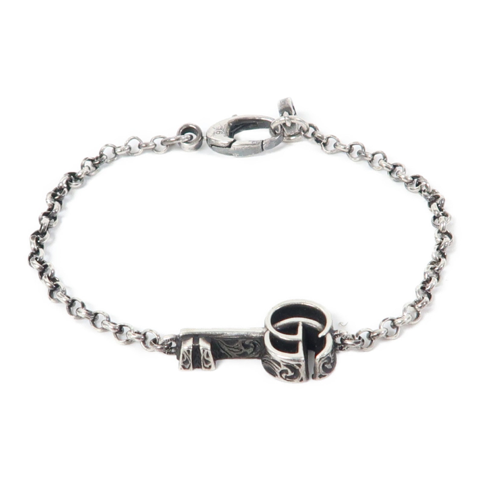 GUCCI 925純銀Double G Key Bracelet手鏈銀色