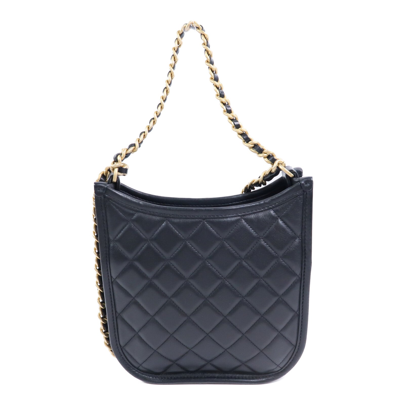 CHANEL 牛皮皮革24S Hobo鏈帶肩背袋