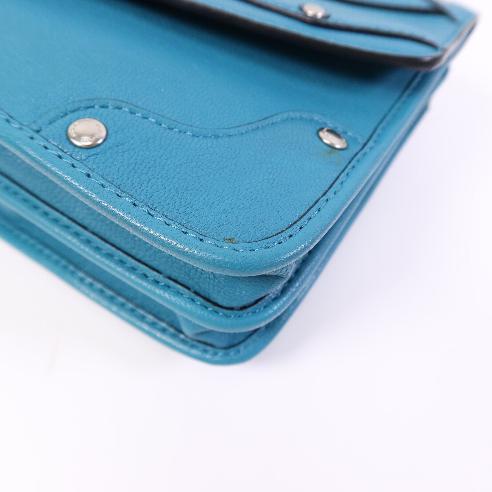 COACH 牛皮皮革Shoulder Bag銀扣肩背袋