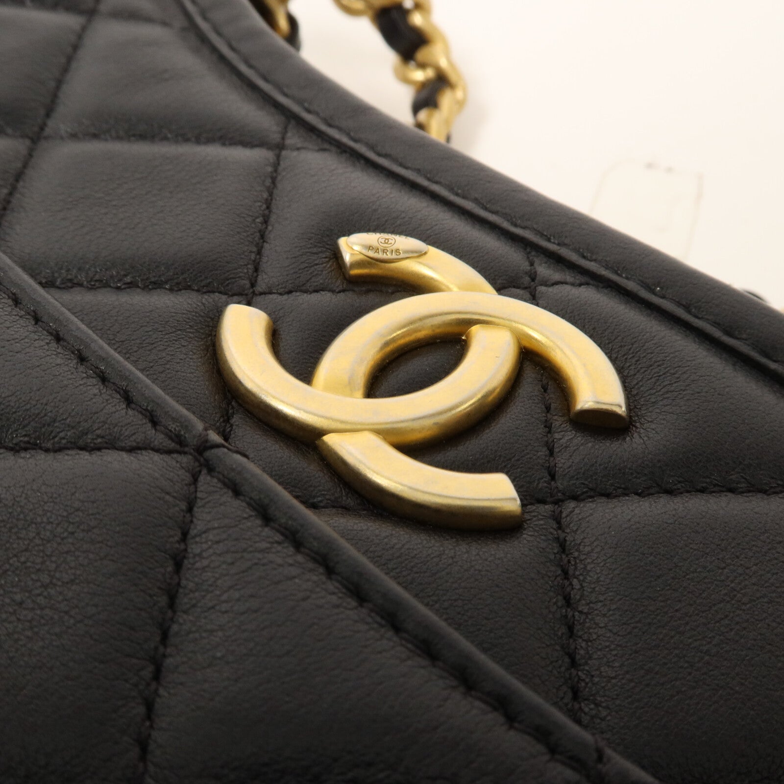 CHANEL 牛皮皮革Hobo鏈帶手挽肩背兩用袋