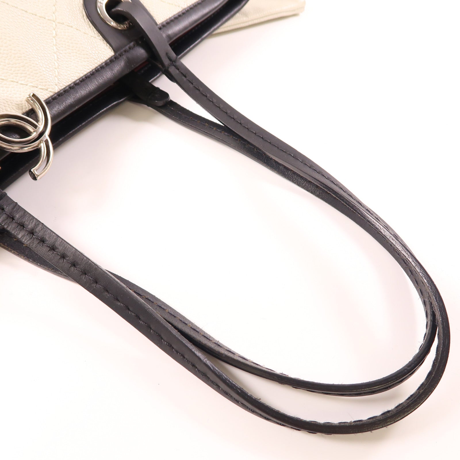 CHANEL 牛皮皮革Shouder Tote銀扣肩背袋/手挽袋