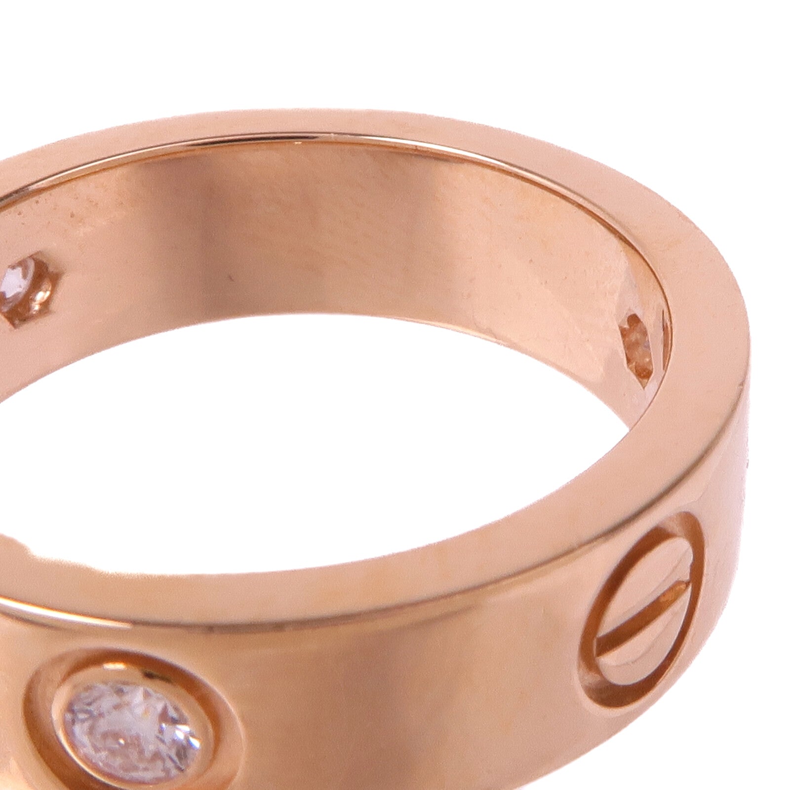 CARTIER 18K玫瑰金Love Ring 3 Diamonds鑽石戒指CARTIER#54/US#6.75