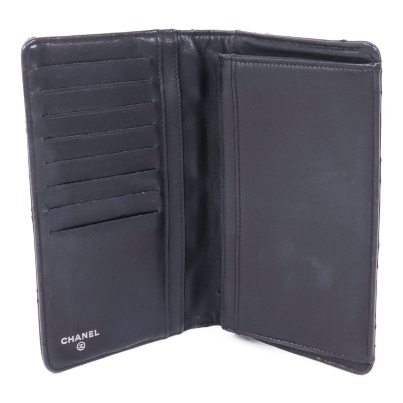 CHANEL 【激減優惠】羊皮皮革Long Wallet銀扣長錢包