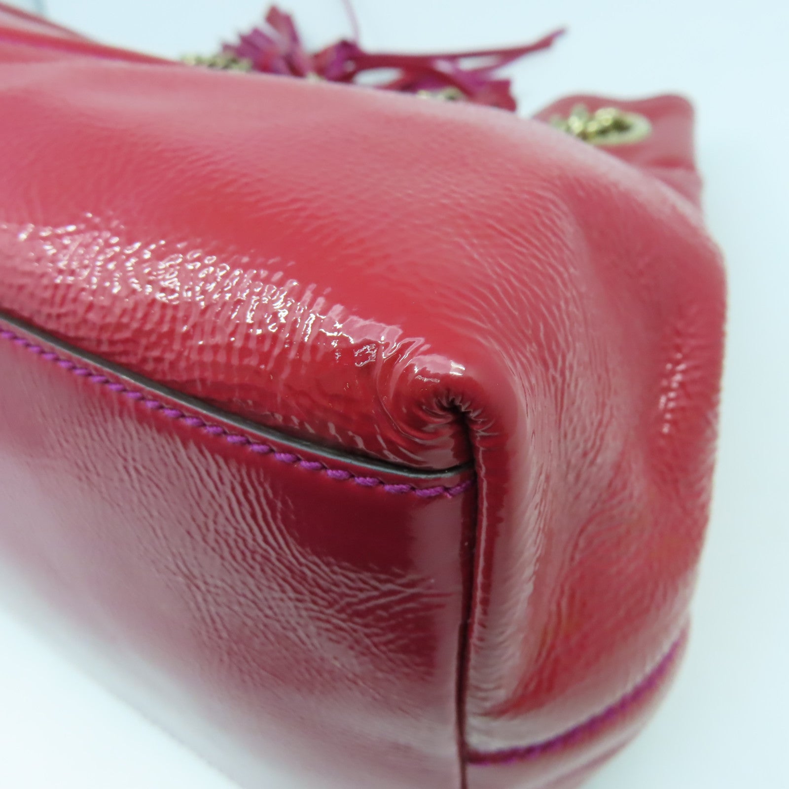 GUCCI 【激減優惠】漆皮皮革Shoulder Bag金扣肩背袋紅色/粉紅色