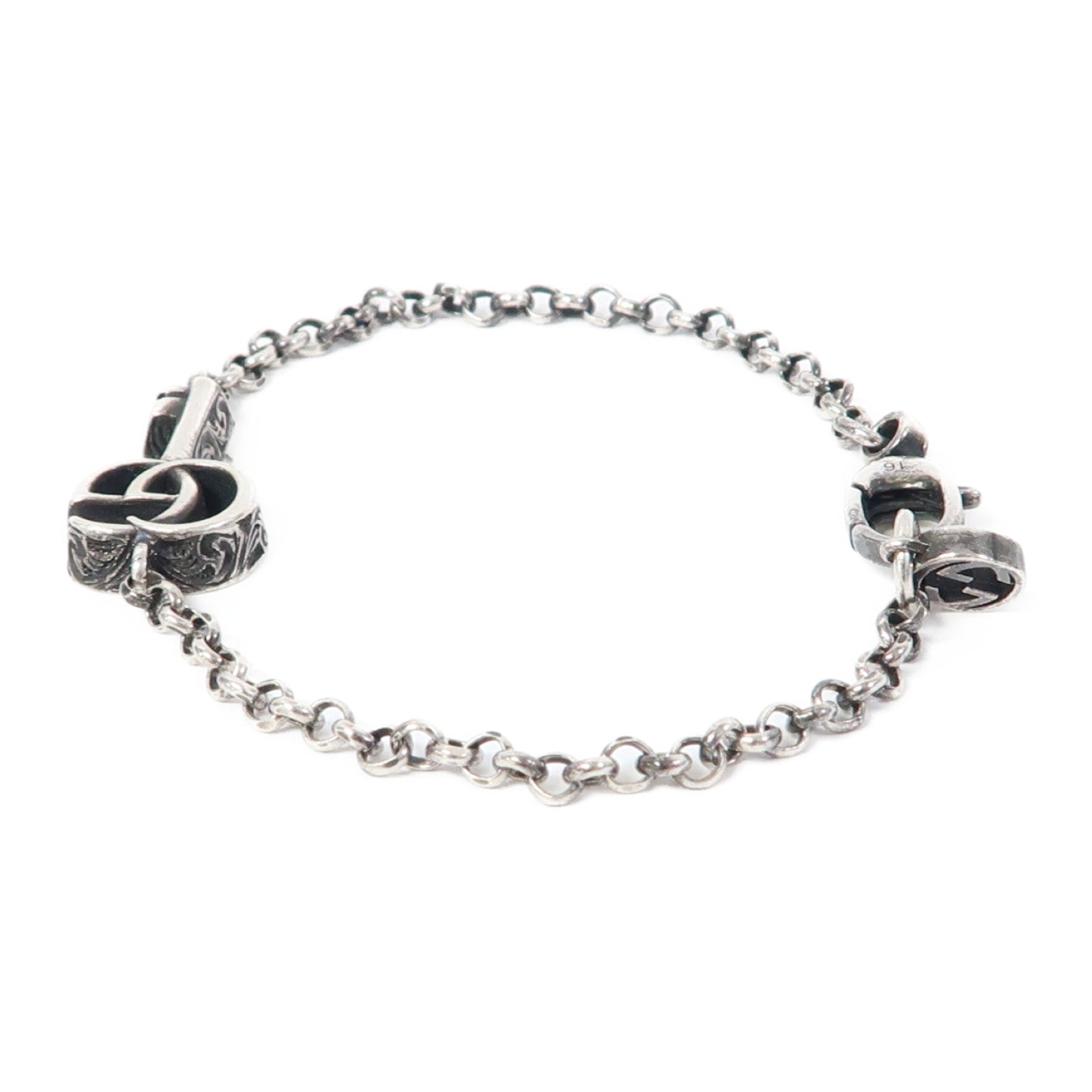 GUCCI 925純銀Double G Key Bracelet手鏈銀色