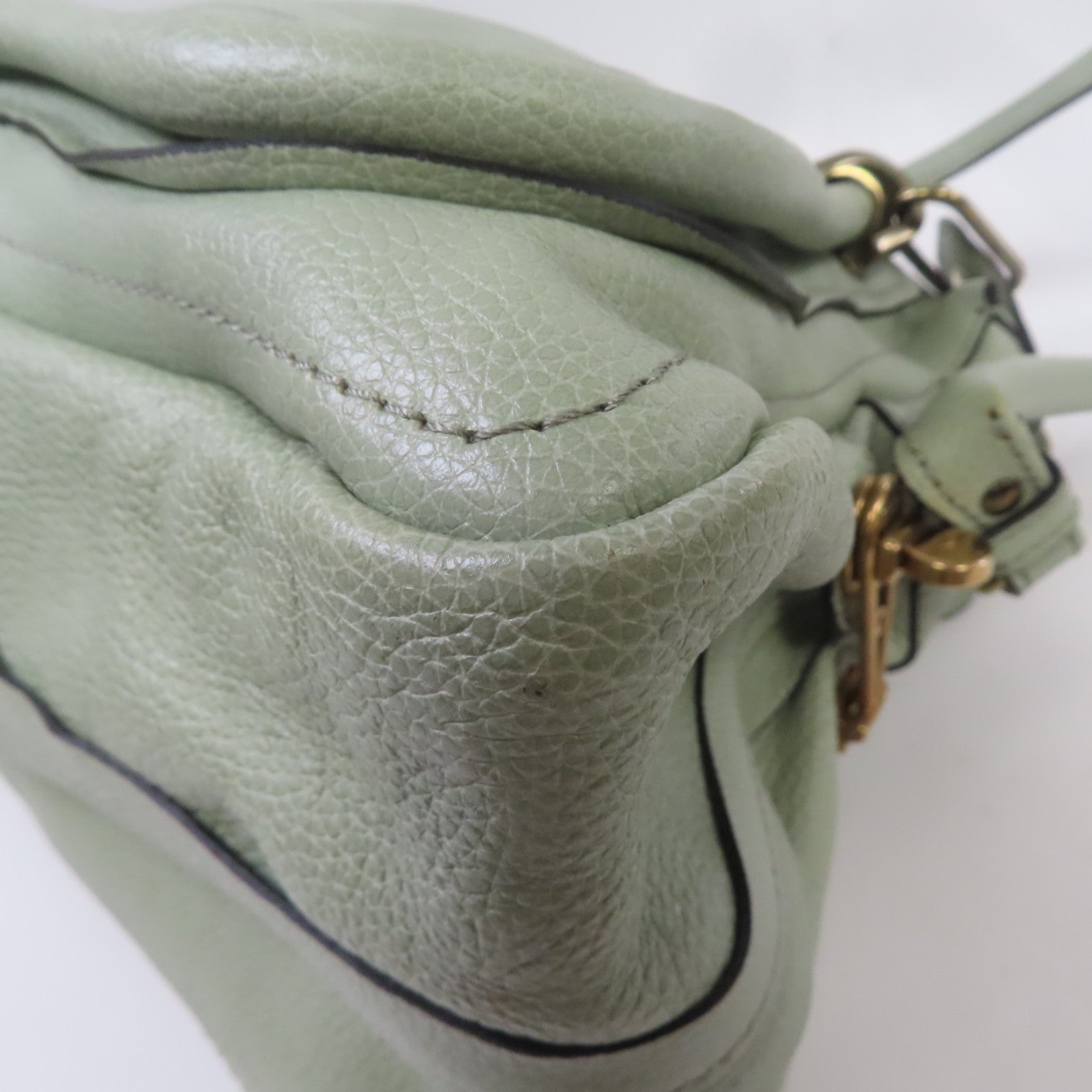 Chloe 牛皮皮革2 Way Shoulder金扣手挽肩背兩用袋綠色