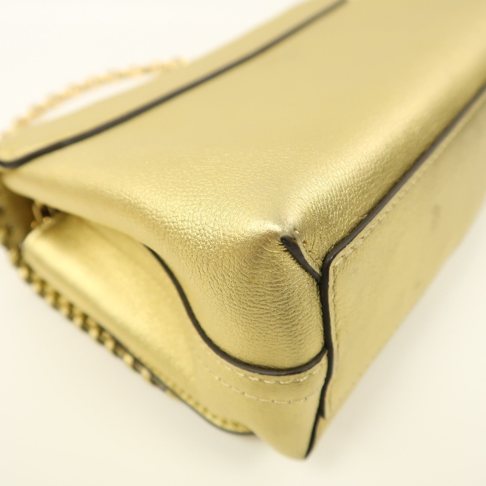 LOUIS VUITTON 牛皮皮革Very Chain金扣手挽肩背兩用袋金色