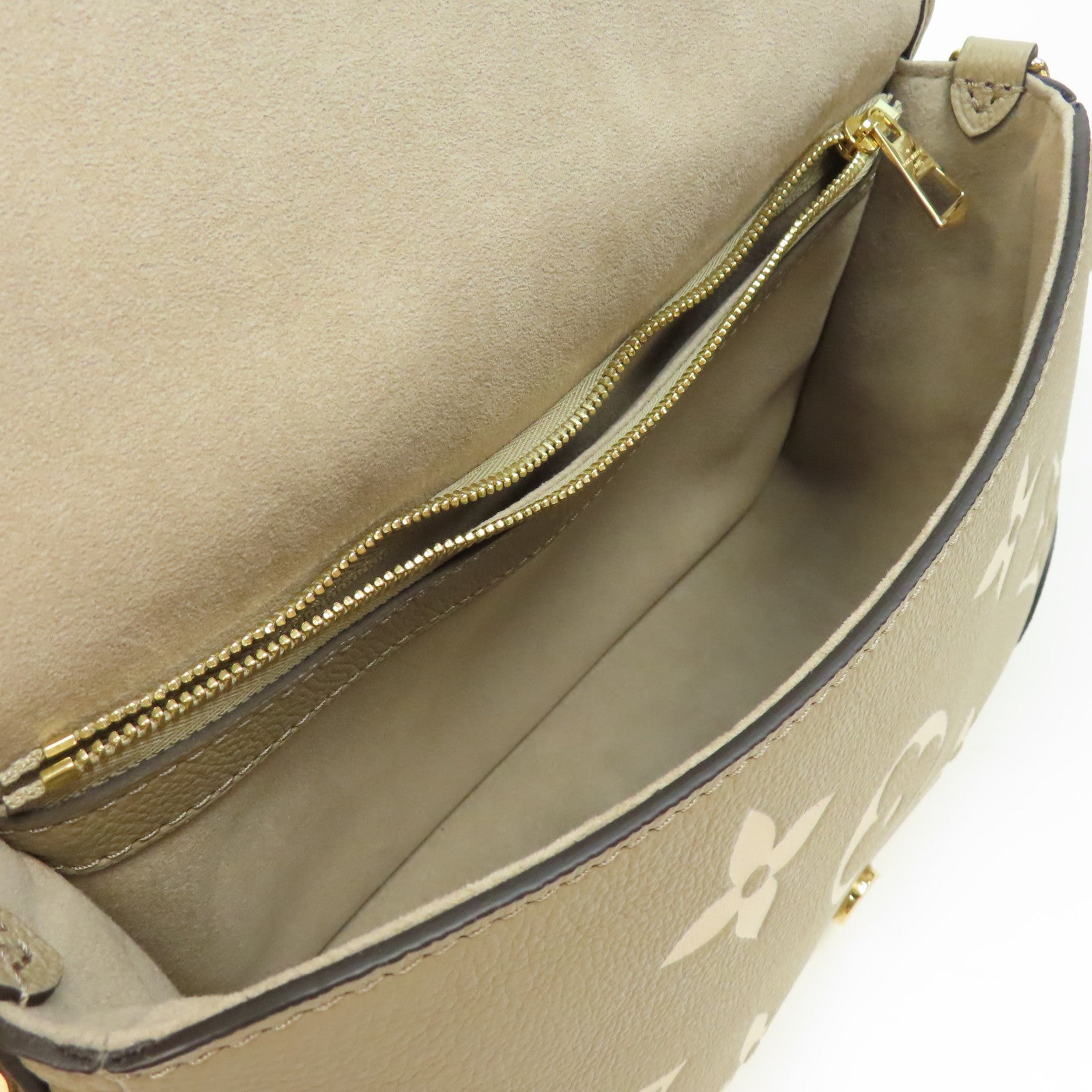 LOUIS VUITTON Monogram Empereinte Diane金扣肩背袋米色