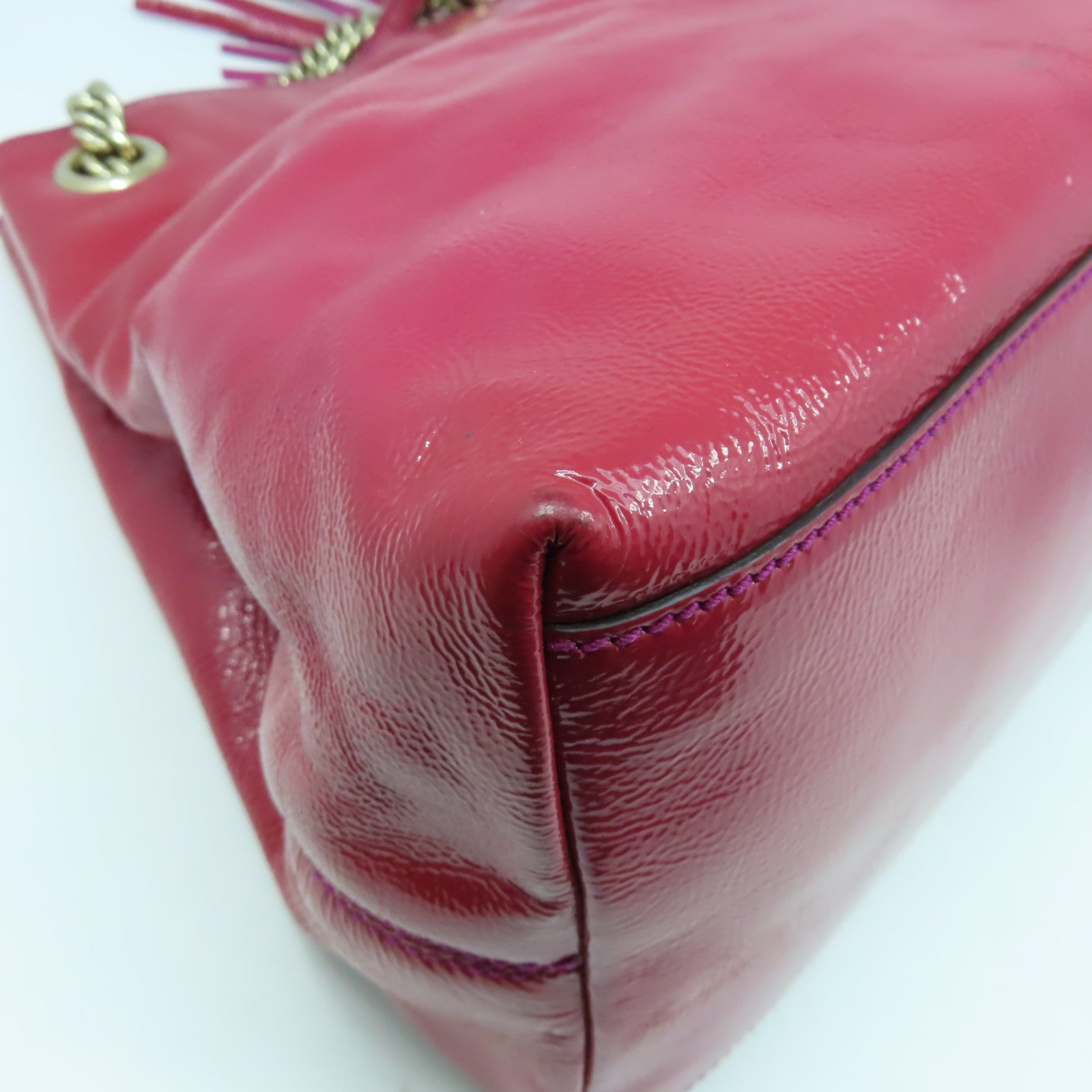 GUCCI 【激減優惠】漆皮皮革Shoulder Bag金扣肩背袋紅色/粉紅色