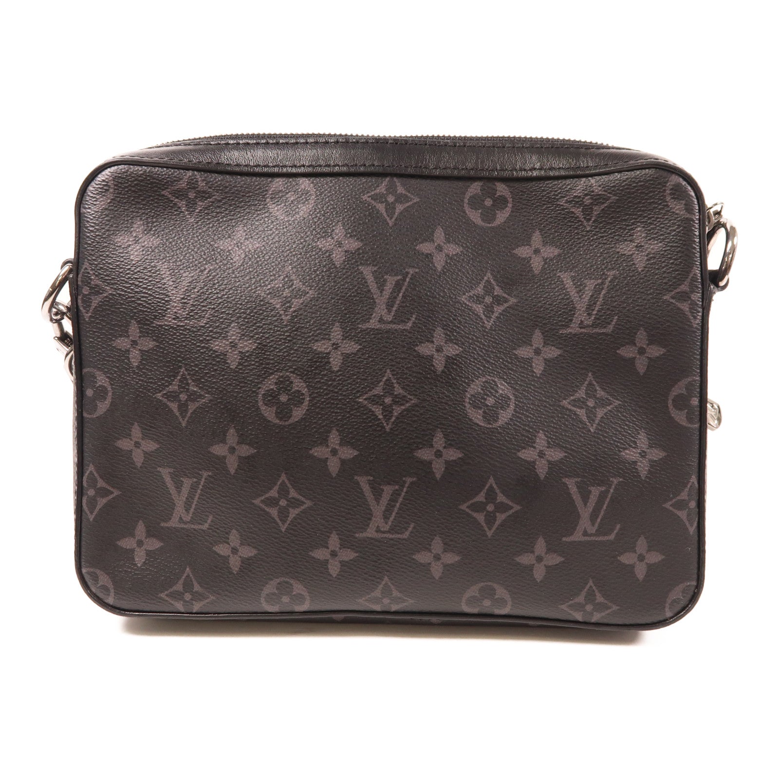 LOUIS VUITTON Monogram Eclipse Reverse Trio Messenger銀扣肩背袋灰色