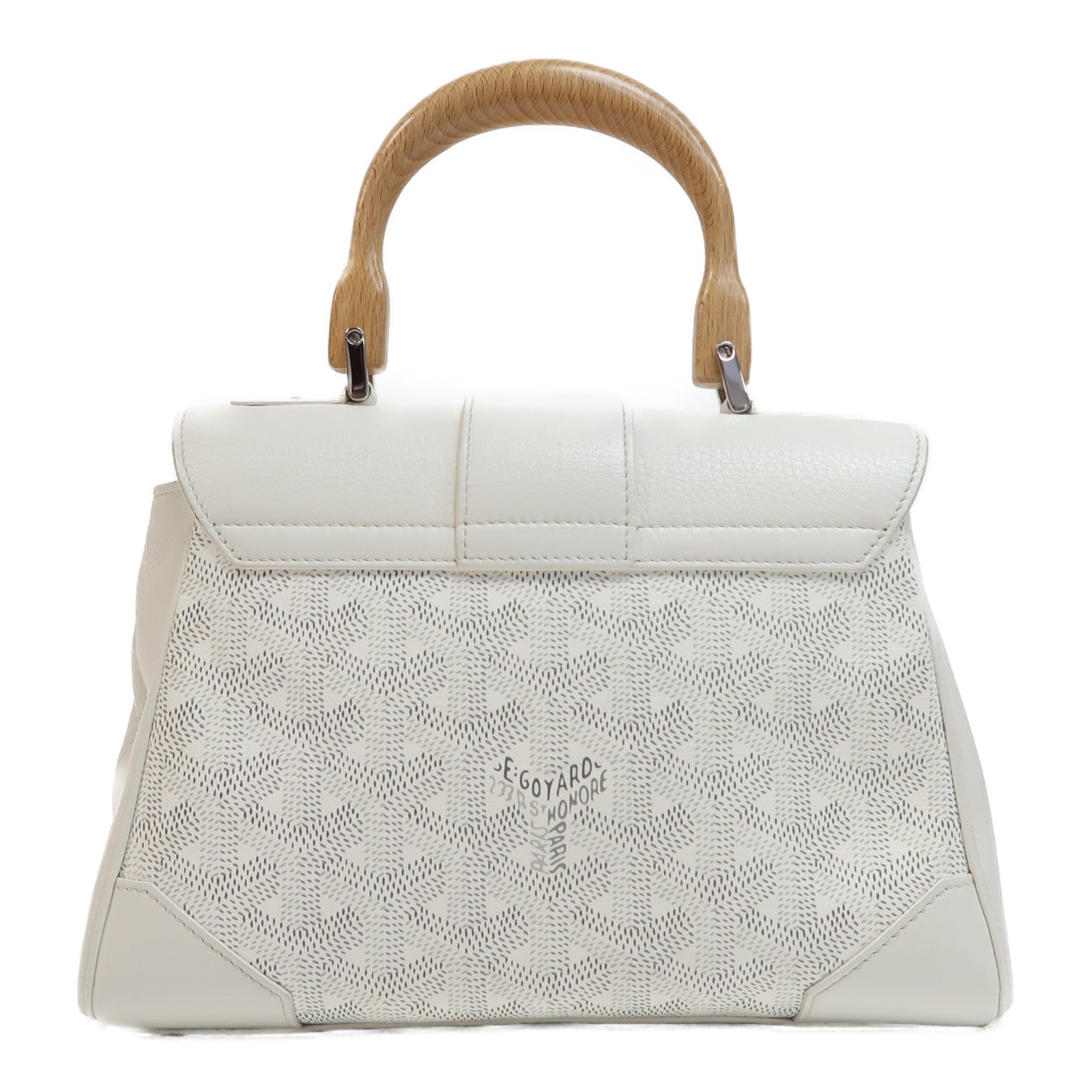 GOYARD 【激減優惠】塗層帆布/皮革Saigon銀扣手挽肩背兩用袋白色