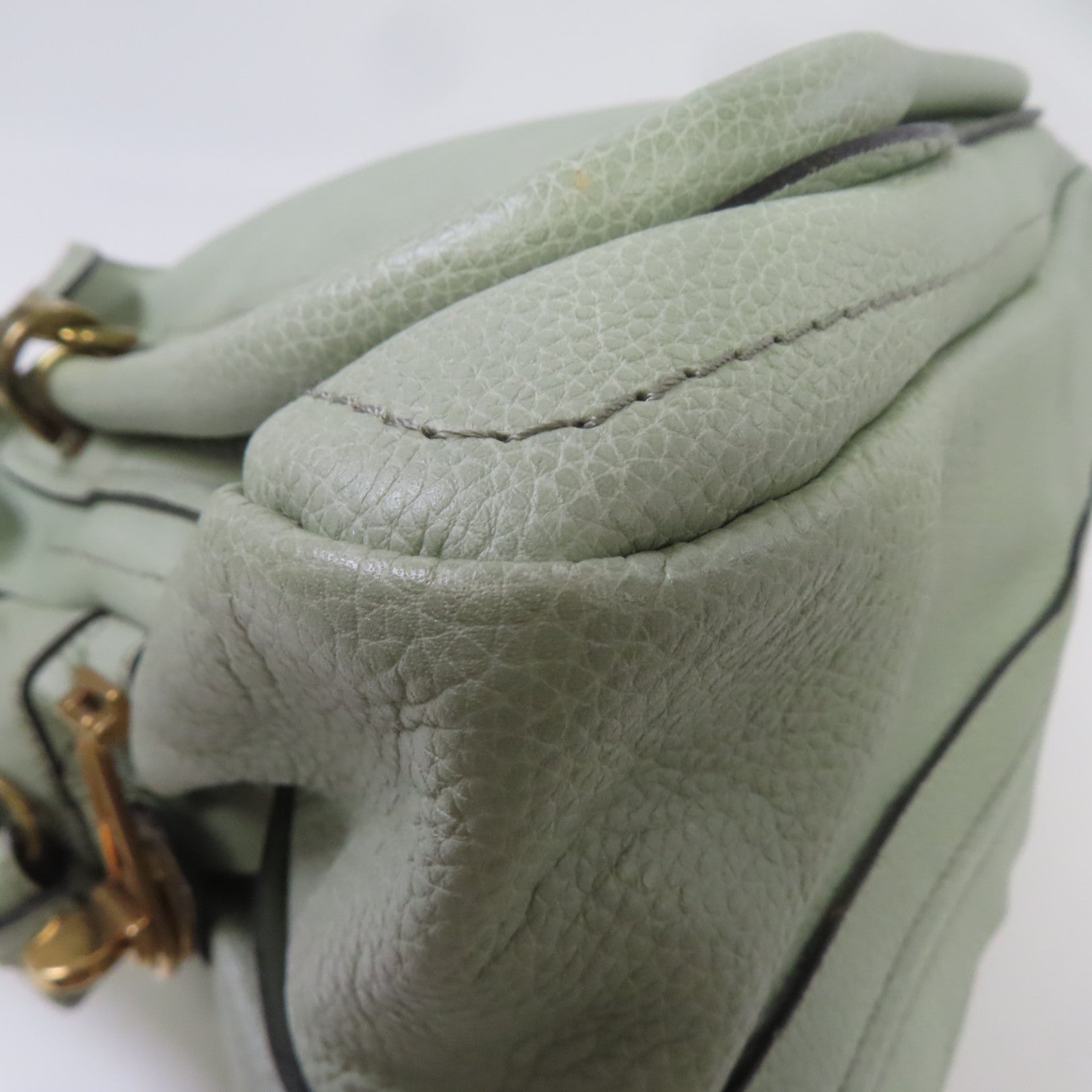 Chloe 牛皮皮革2 Way Shoulder金扣手挽肩背兩用袋綠色