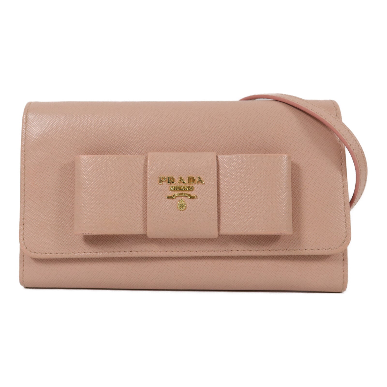 PRADA 牛皮皮革Bow Wallwt On Chain肩背袋