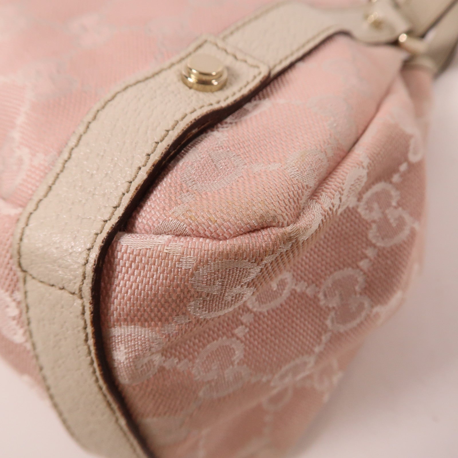 GUCCI 帆布Abbey銀扣肩背袋粉紅色