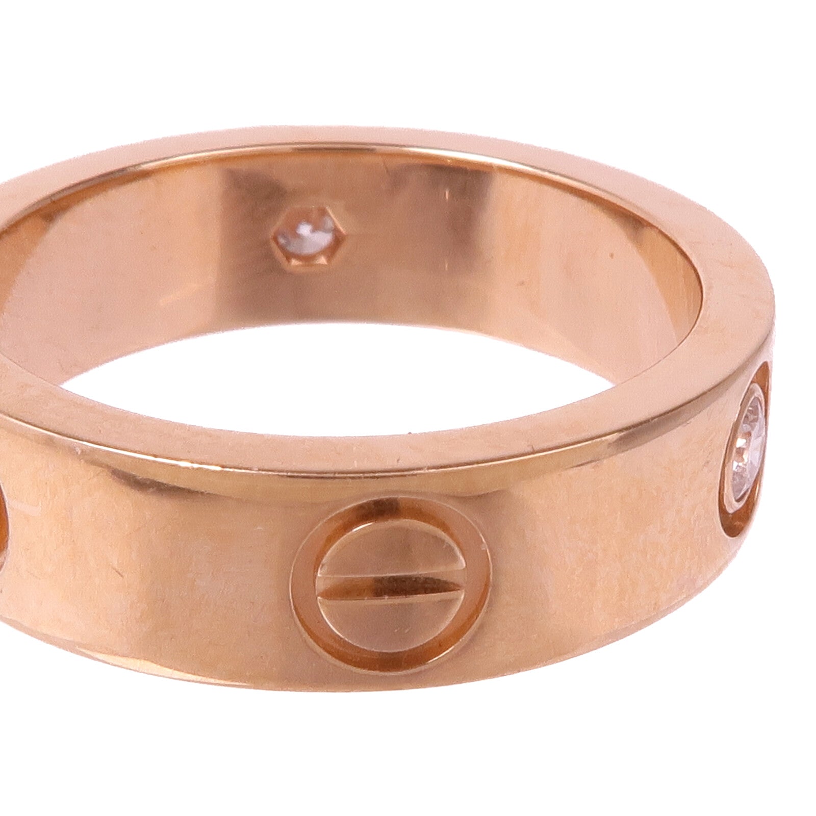 CARTIER 18K玫瑰金Love Ring 3 Diamonds鑽石戒指CARTIER#54/US#6.75