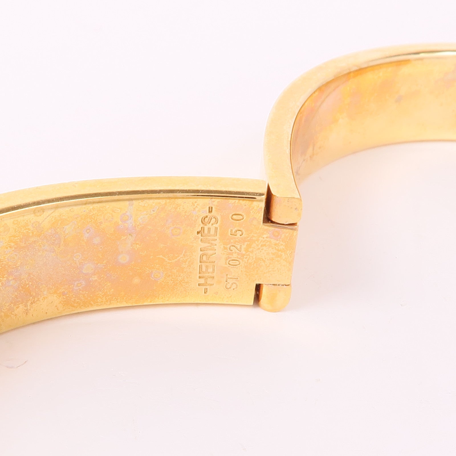 HERMES Clic Anneau Bracelet Metal Enamel Gold Black