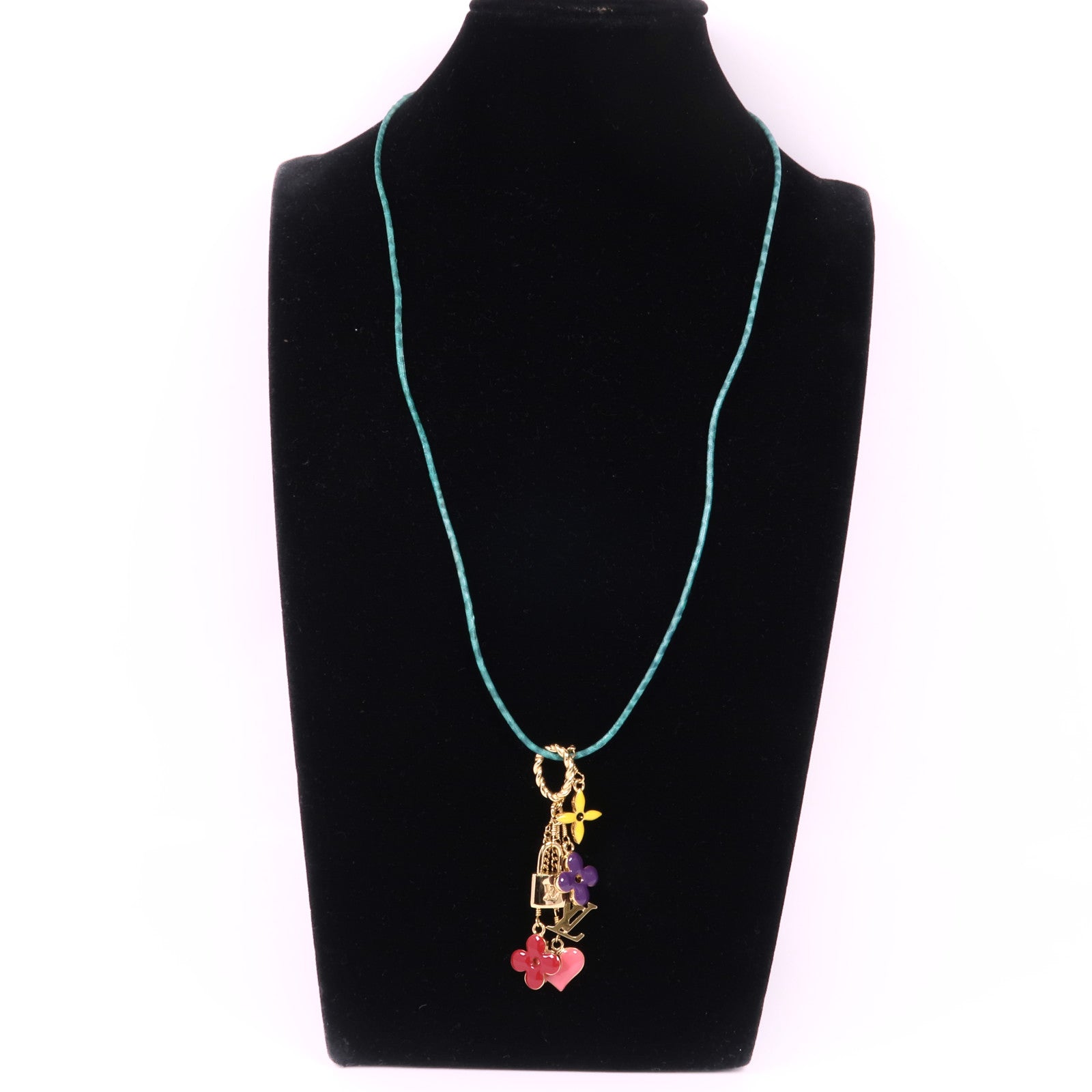 LOUIS VUITTON LV Pendant Sweet Monogram Necklace Metal Gold