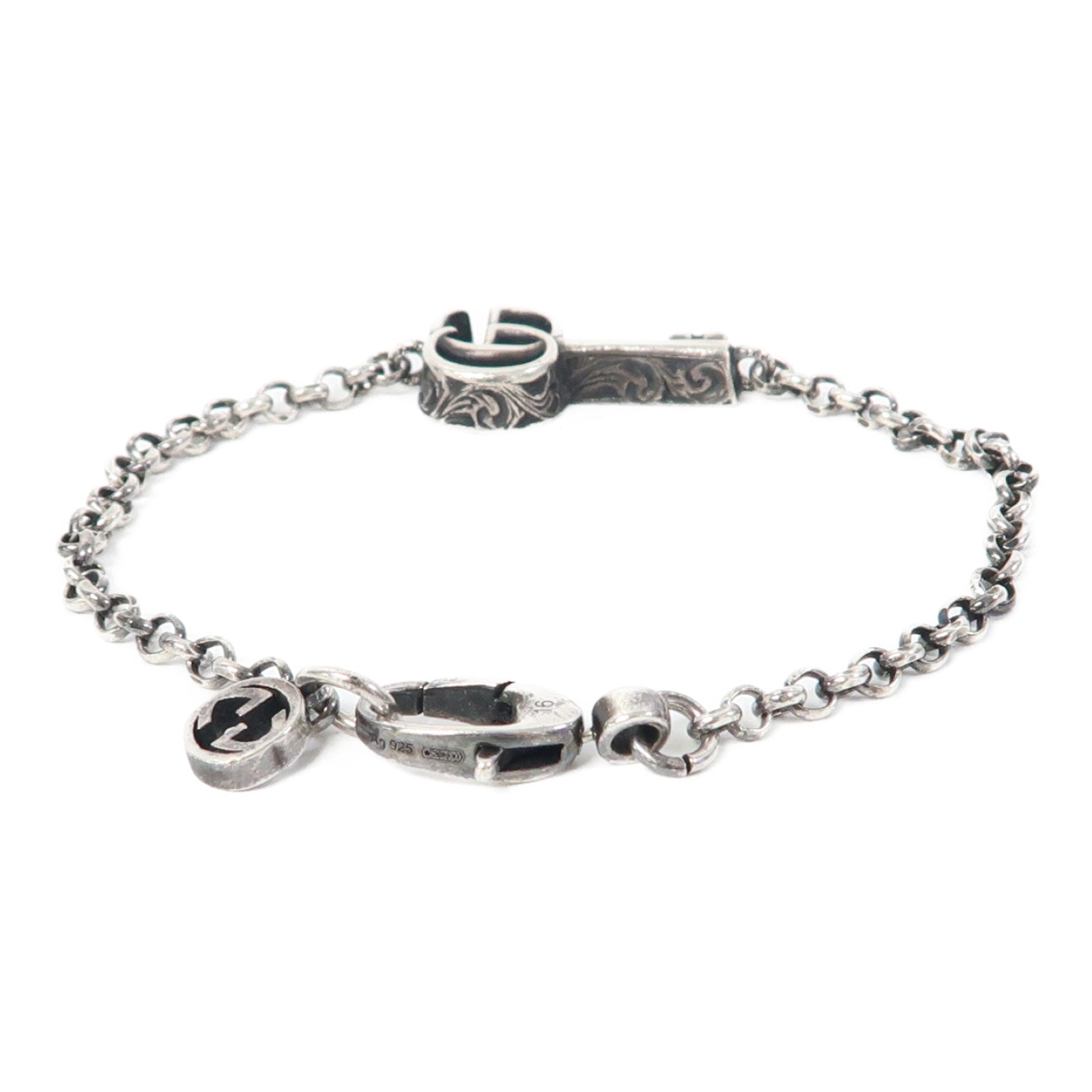 GUCCI 925純銀Double G Key Bracelet手鏈銀色