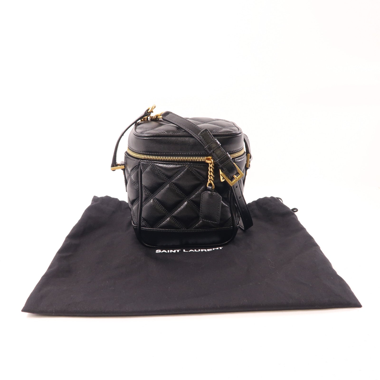 YVES SAINT LAURENT 牛皮皮革Chain Shoulder金扣肩背袋黑色