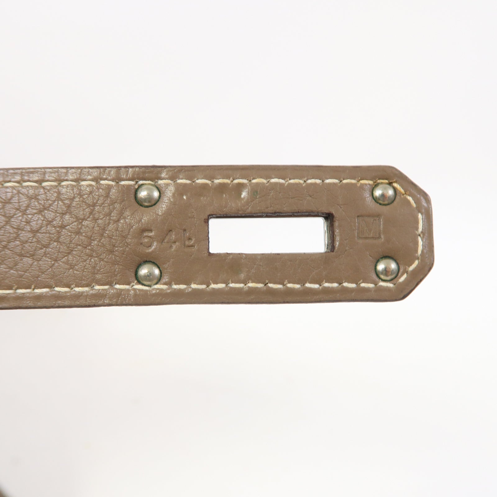 HERMES Clemence皮革Kelly Fringe銀扣肩背袋大象灰色