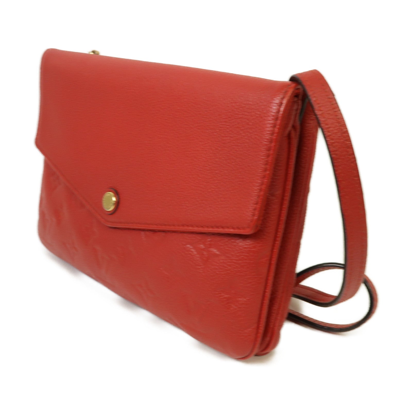 LOUIS VUITTON Monogram Empreinte Twice金扣肩背袋紅色