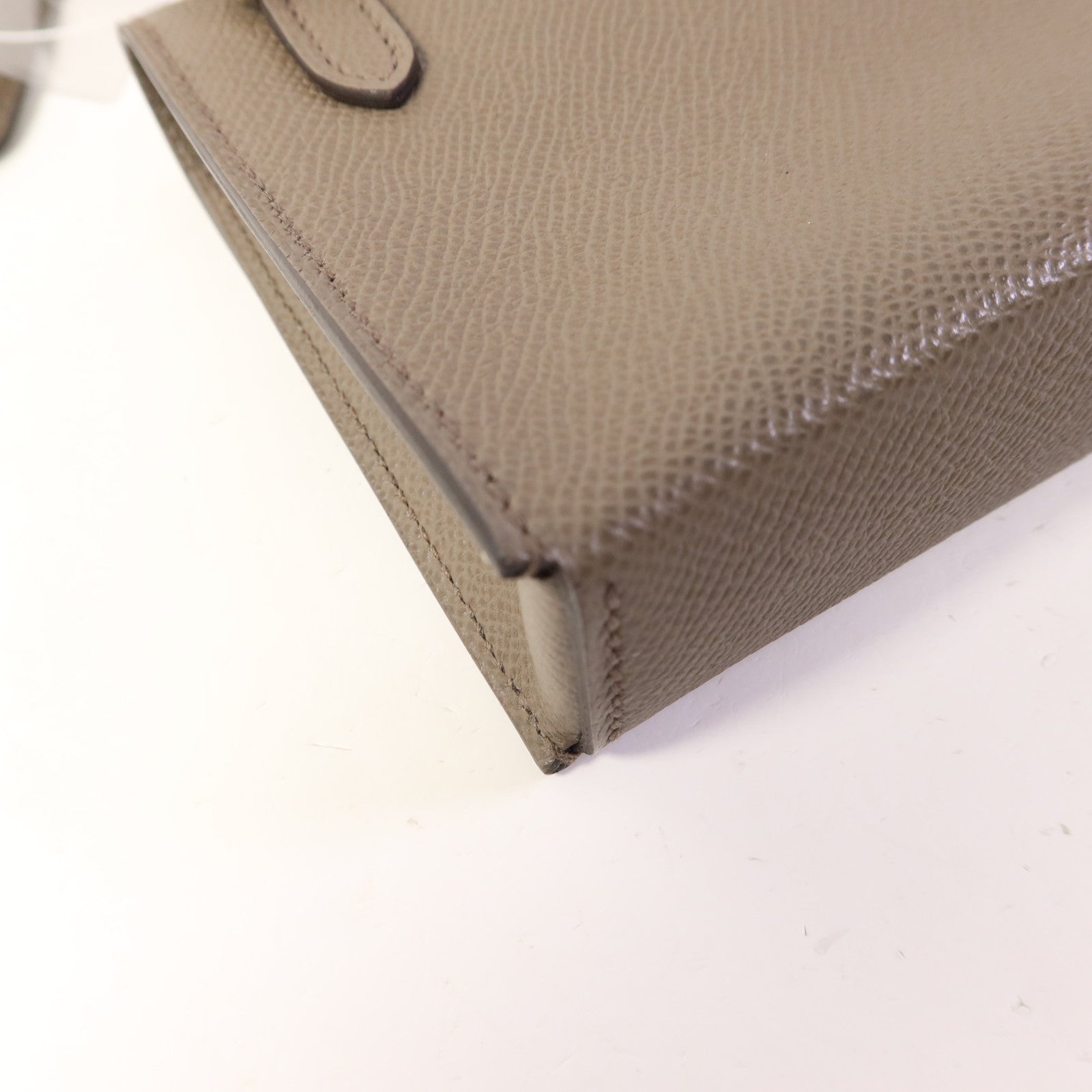 HERMES Epsom皮革Snap Wallet Bag銀扣肩背袋Etain