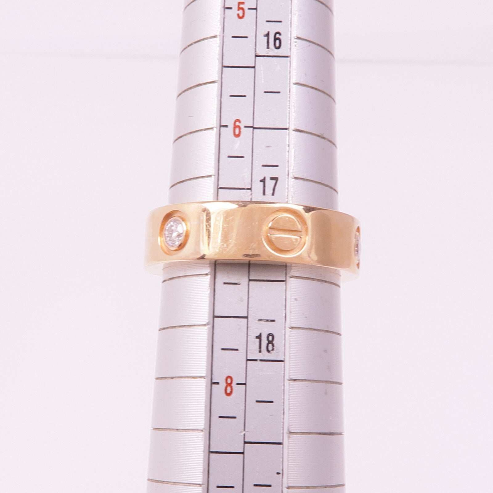 CARTIER 18K玫瑰金Love Ring 3 Diamonds鑽石戒指CARTIER#54/US#6.75