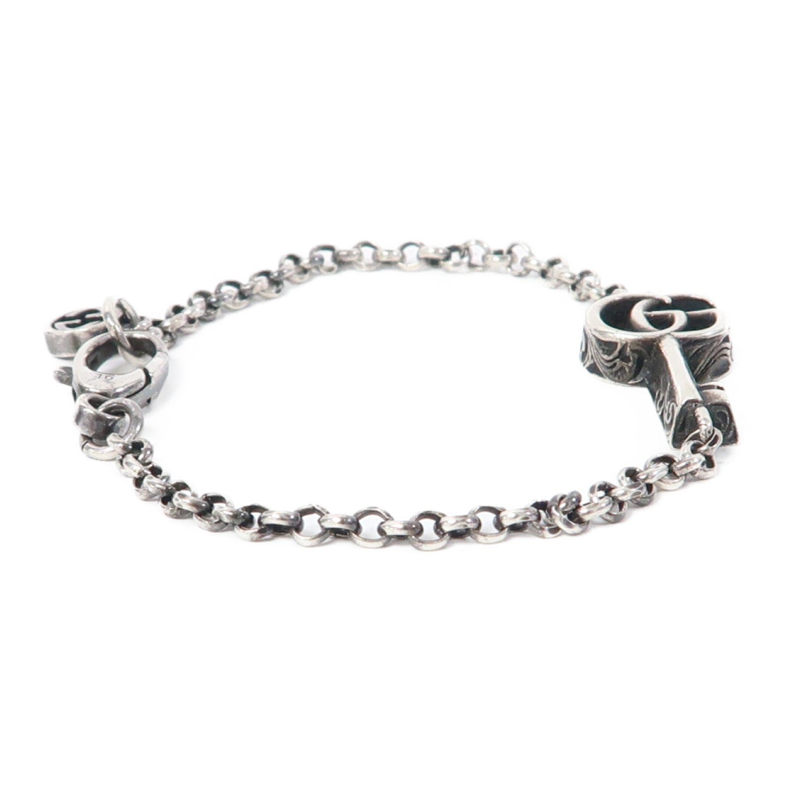GUCCI 925純銀Double G Key Bracelet手鏈銀色