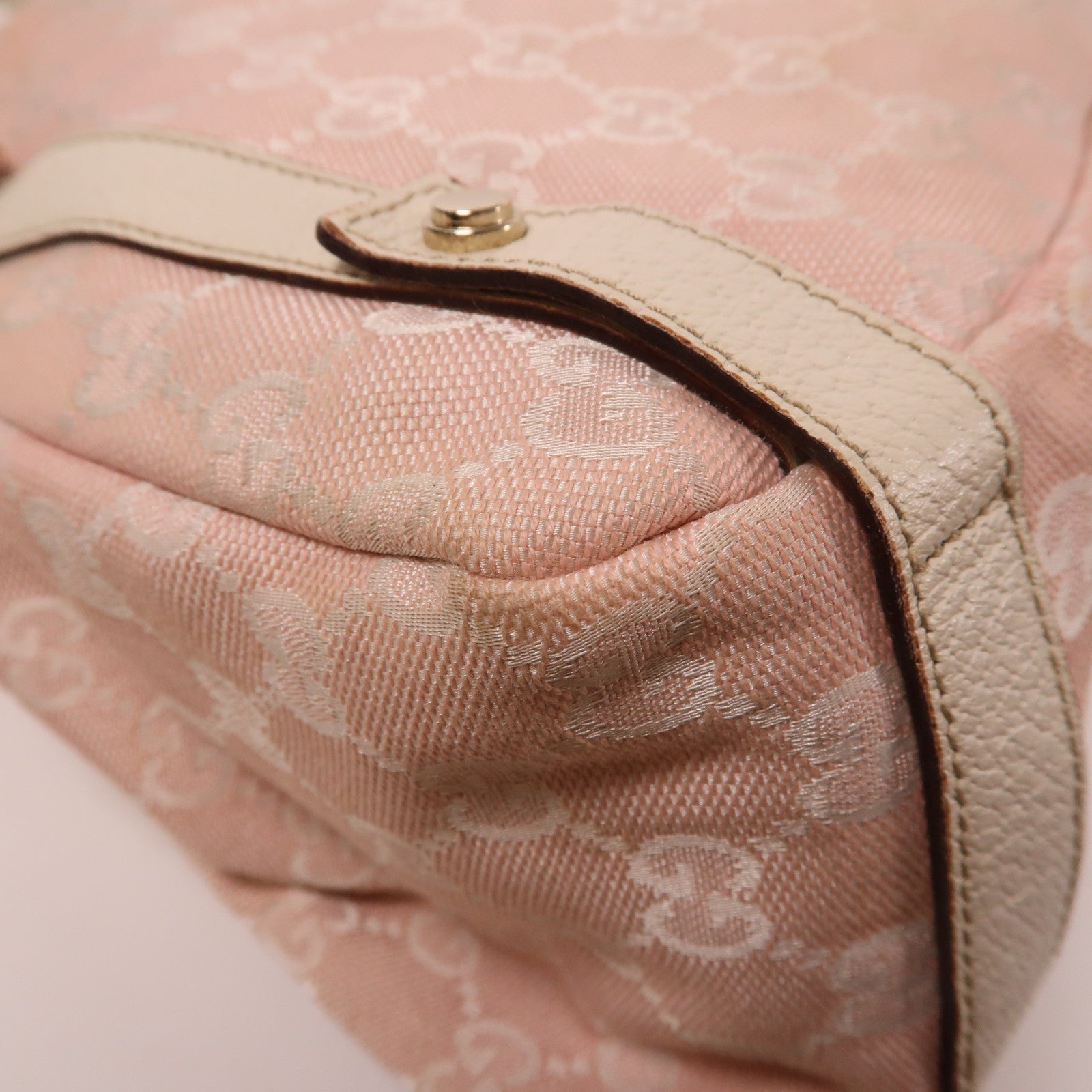 GUCCI 帆布Abbey銀扣肩背袋粉紅色