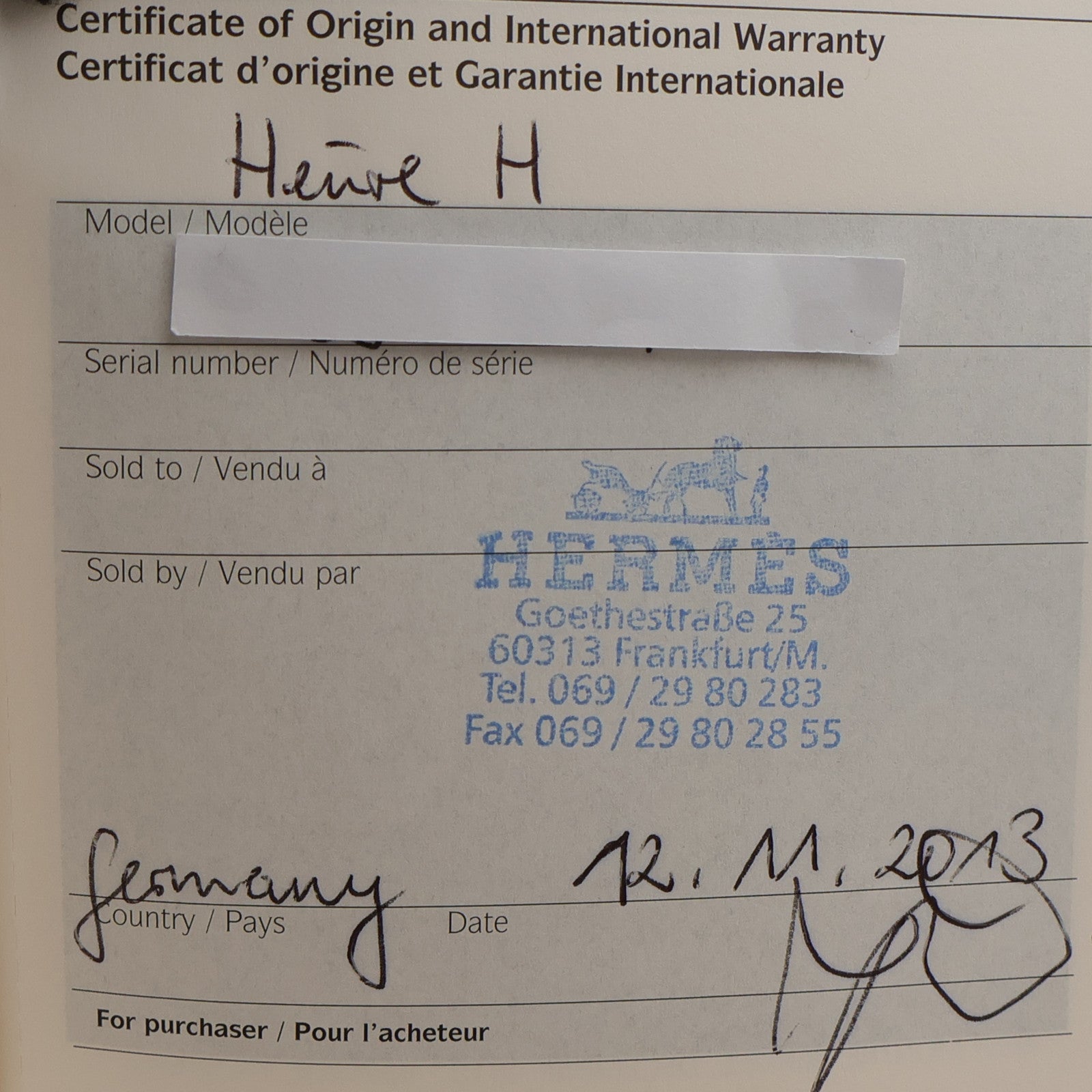 HERMES H watch Large Model HH1.801