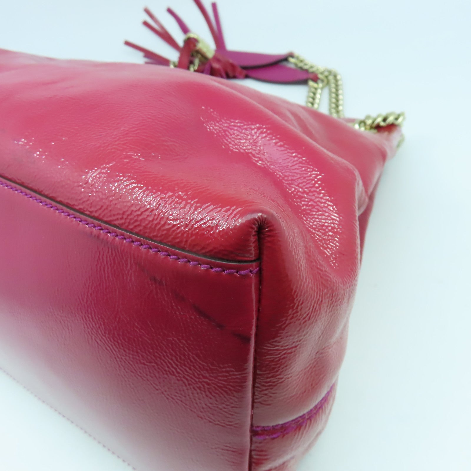GUCCI 【激減優惠】漆皮皮革Shoulder Bag金扣肩背袋紅色/粉紅色