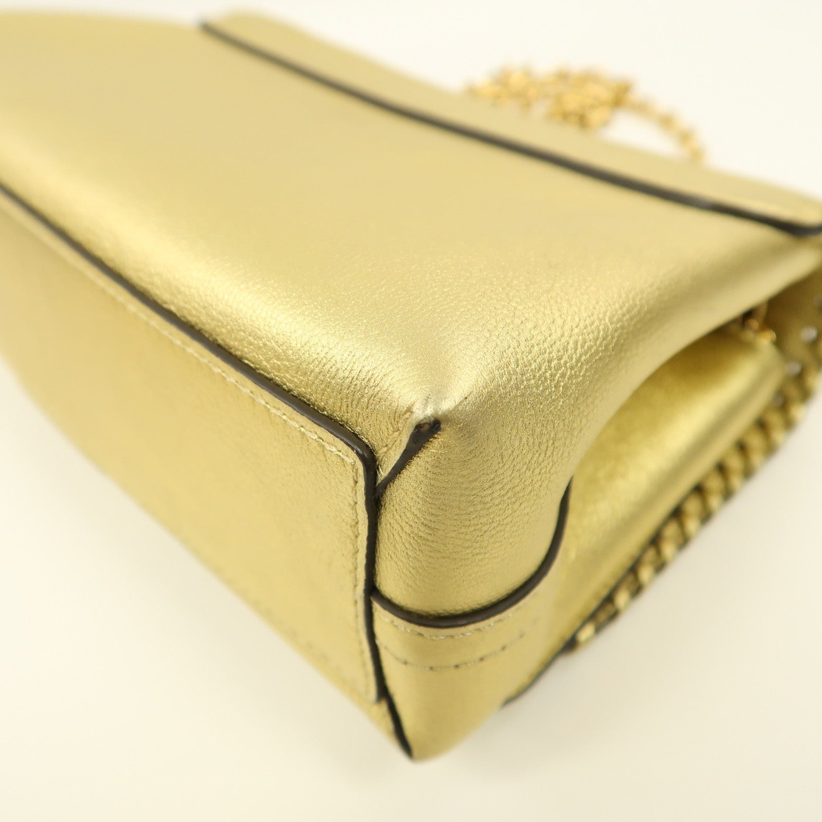LOUIS VUITTON 牛皮皮革Very Chain金扣手挽肩背兩用袋金色